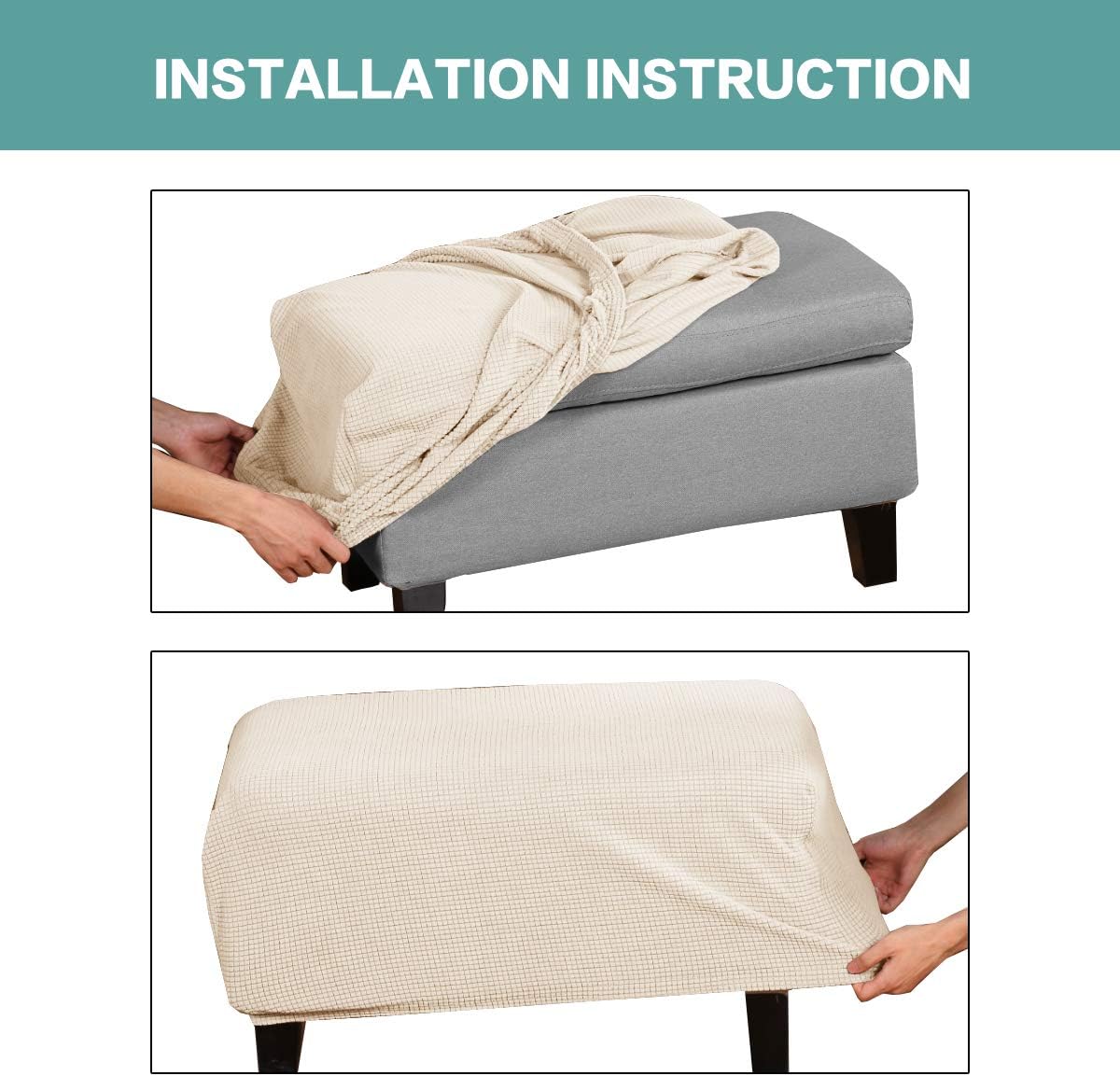 Stretch Ottoman Cover Ottoman Slipcover