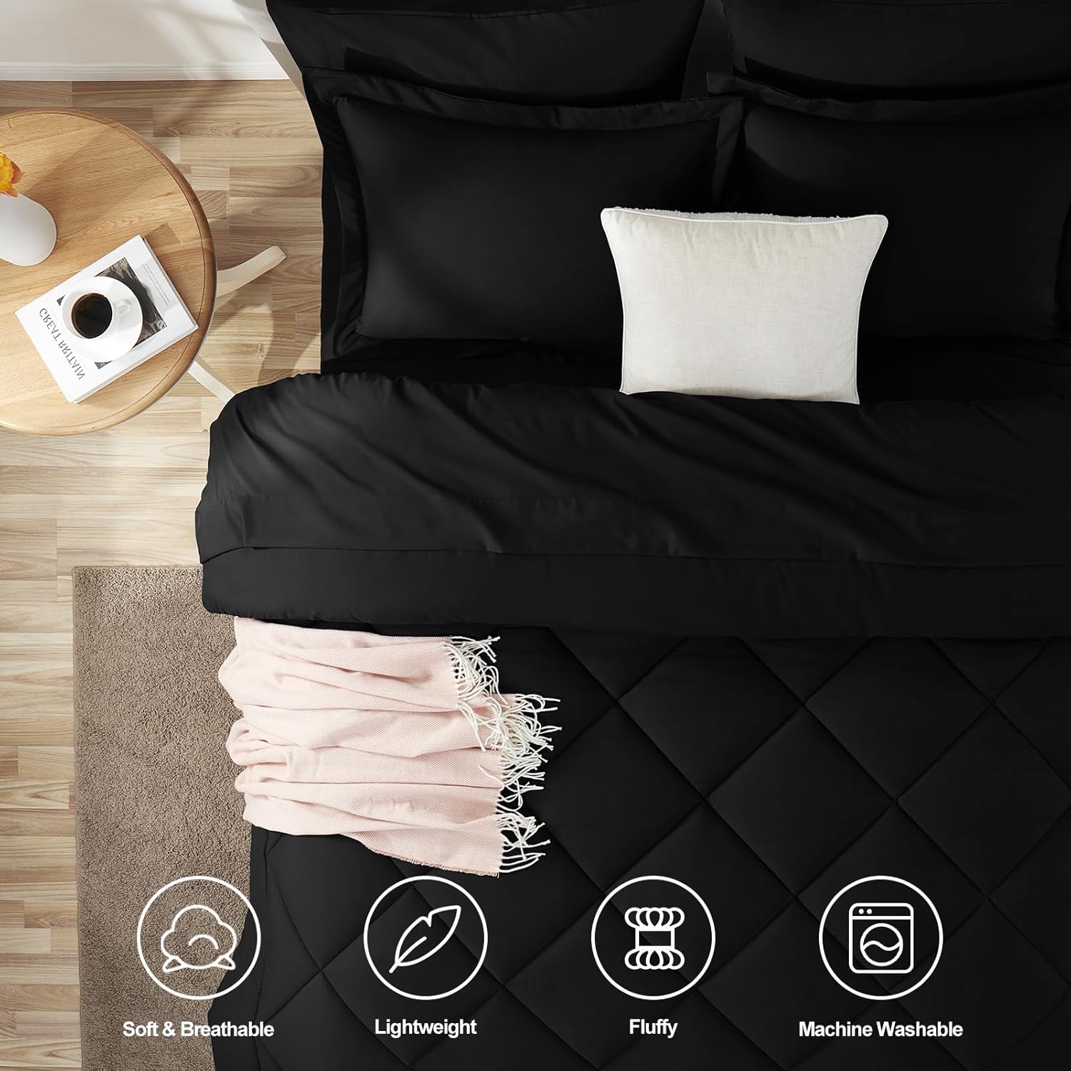 Queen Comforter Set Dark Grey