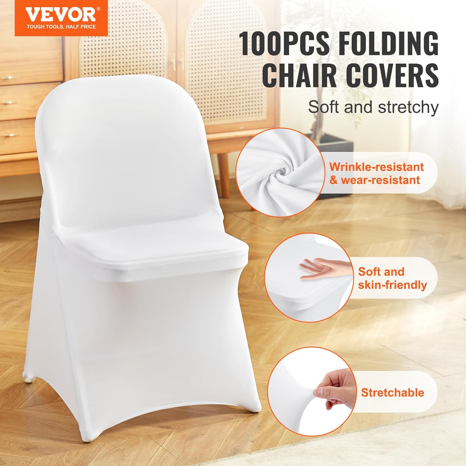 30 PCS White Folding Chair Covers