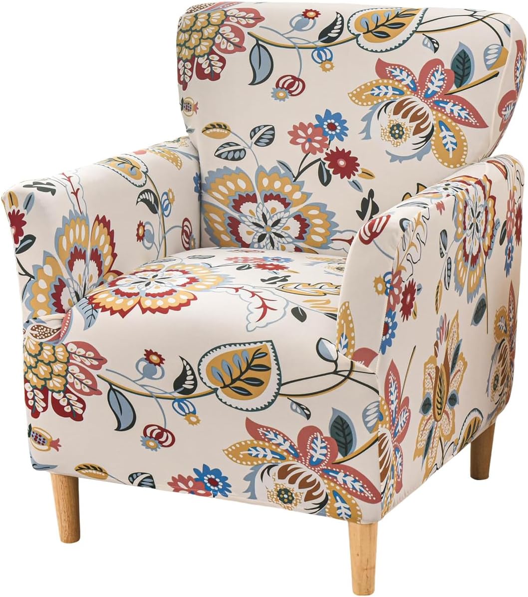 Printed Banquet Armchair Slipcovers Soft Chair Covers Armchair 1-Piece Stretch Chair Covers for Living Room Nonslip Outdoor Armchair Slipcover Kids Pets Friendly Furniture Protector,01