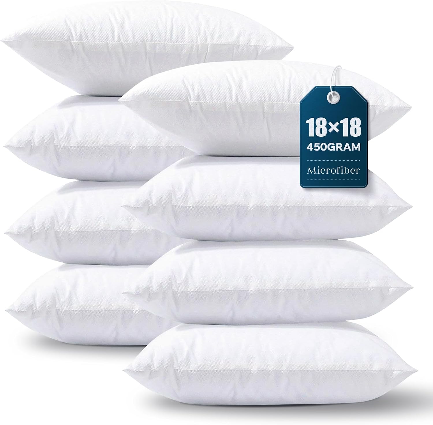 Phantoscope Pillow Inserts, Hypoallergenic 100% Virgin Fiber Square Form Microfiber Throw Pillow Inserts, Couch Bed Pillows 45x45 cm, 18x18 Inch (Pack of 4)