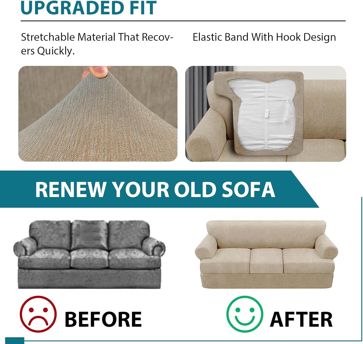 2 Pieces T Cushion Chair Covers