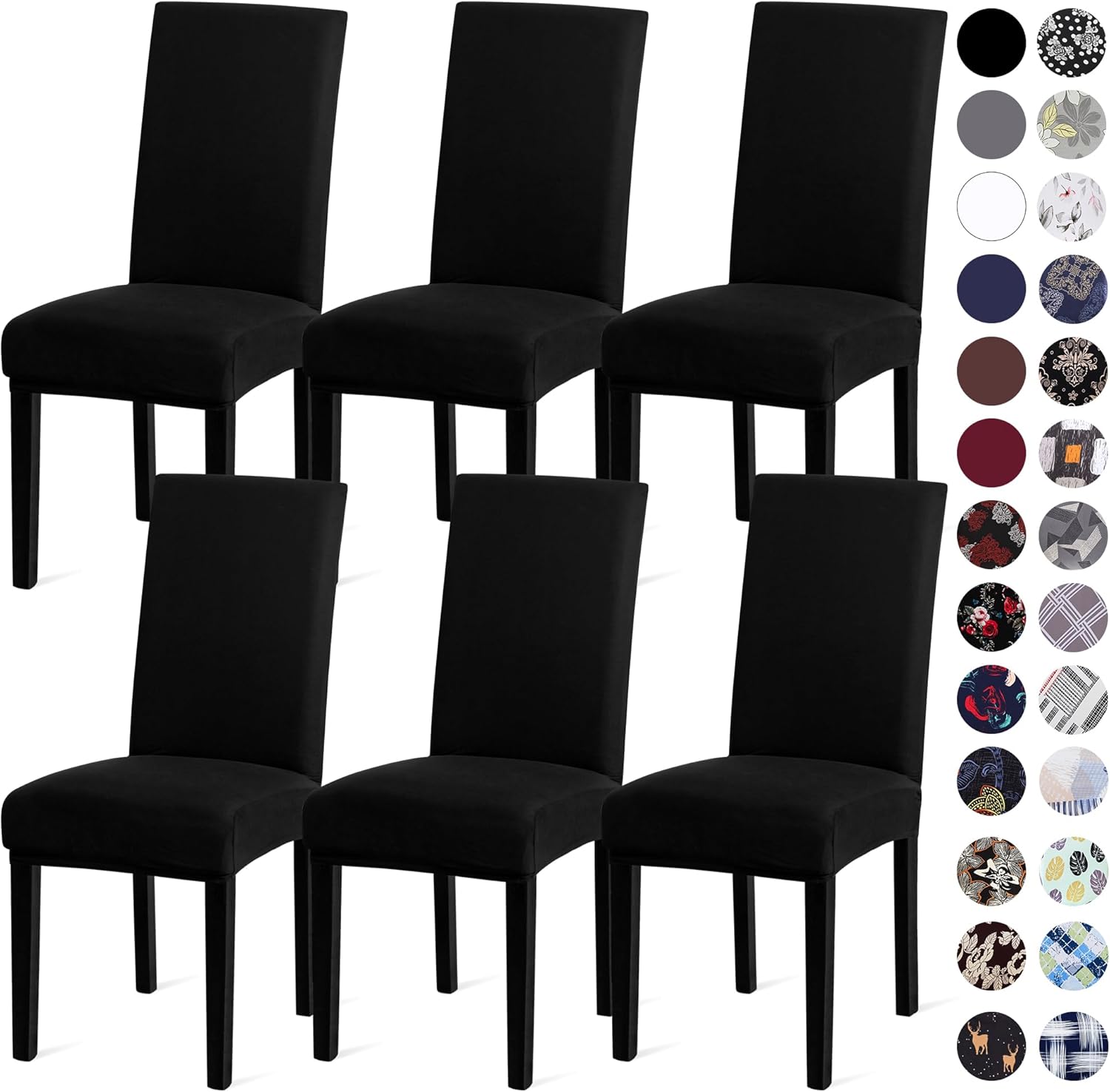 Sufdari Dining Chair Covers,Kitchen Cover,Parsons Slipcover,Spandex Protectors for Room Stretch Chairs Cover Set of 4 -Gray