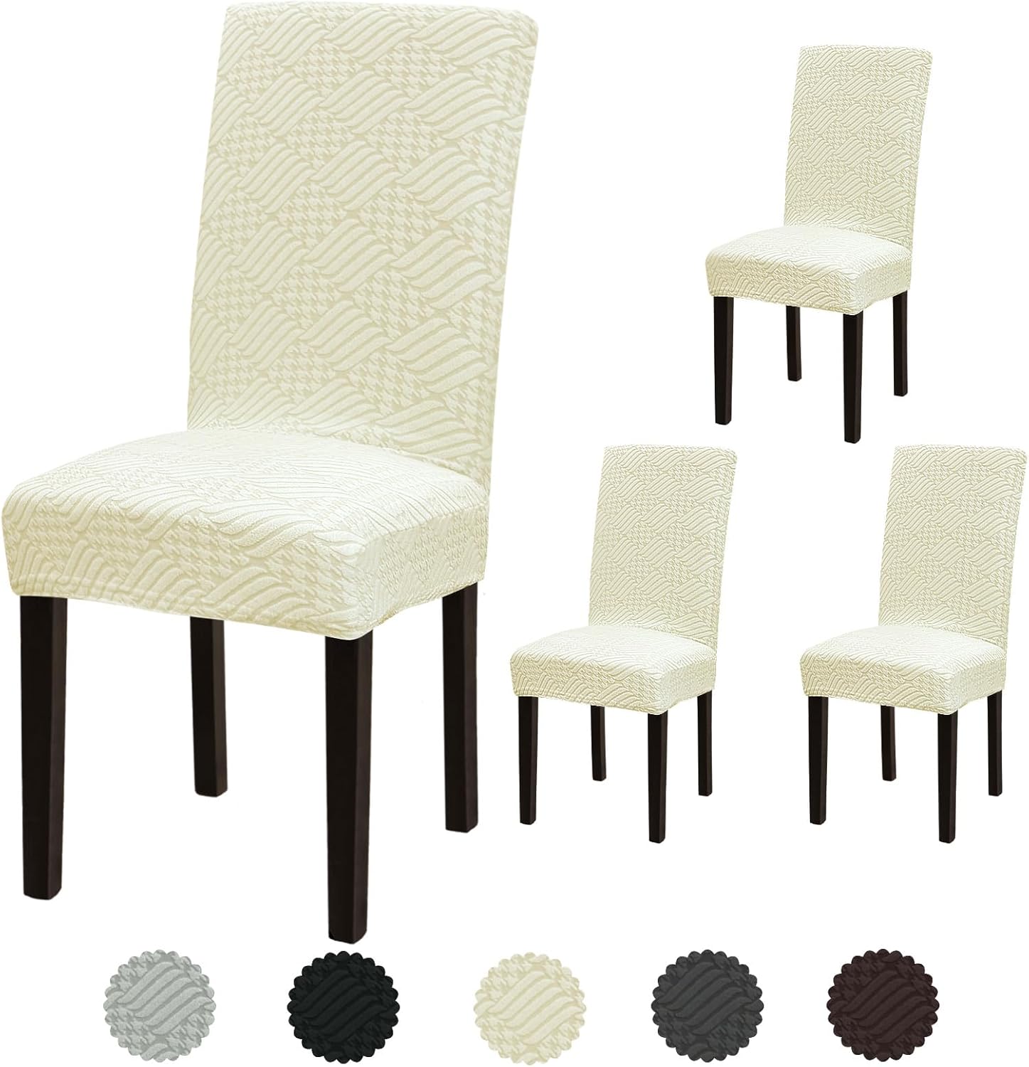 Stretch Dining Room Chair Covers Set of 6, Removable Washable Chair Covers for Dining Chairs,Dining Room, Hotel, Ceremony