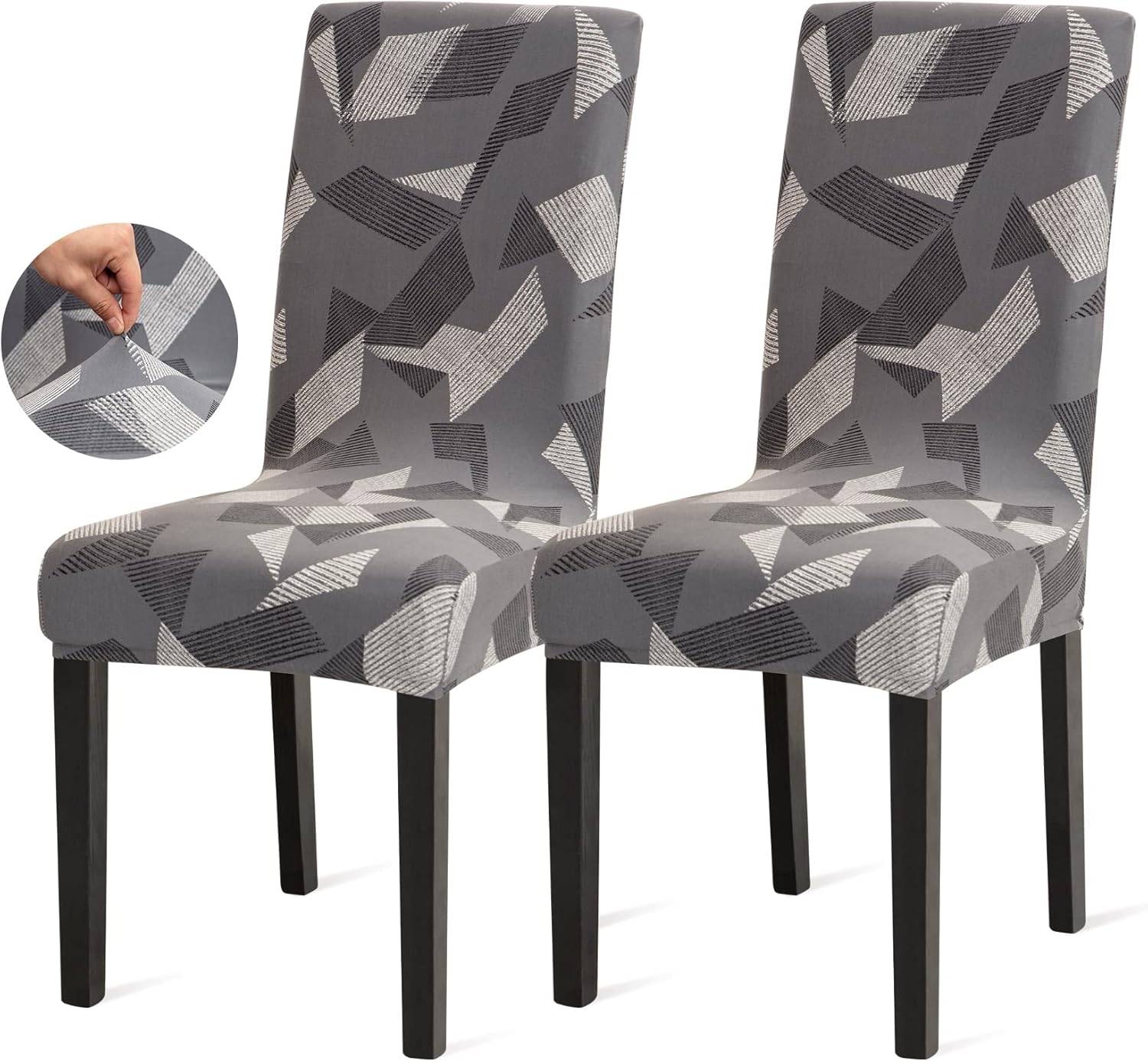 Sufdari Dining Chair Covers,Kitchen Cover,Parsons Slipcover,Spandex Protectors for Room Stretch Chairs Cover Set of 4 -Gray