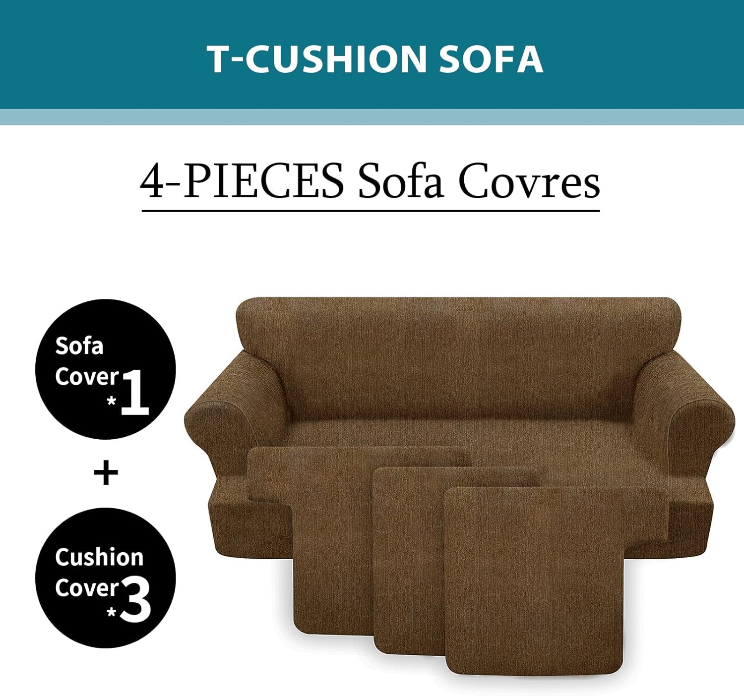 2 Pieces T Cushion Chair Covers