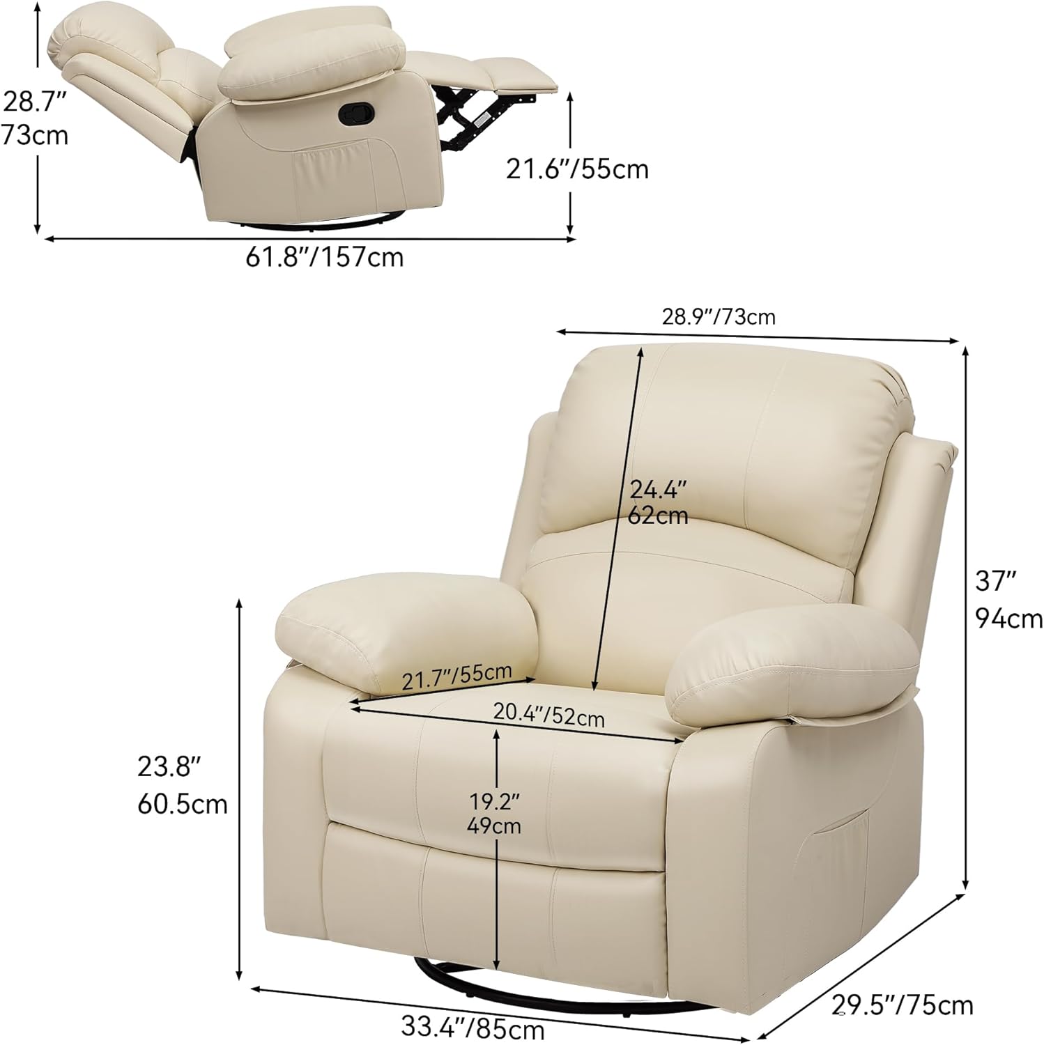 Oversized Rocker Recliner Chair with Heat and Massage
