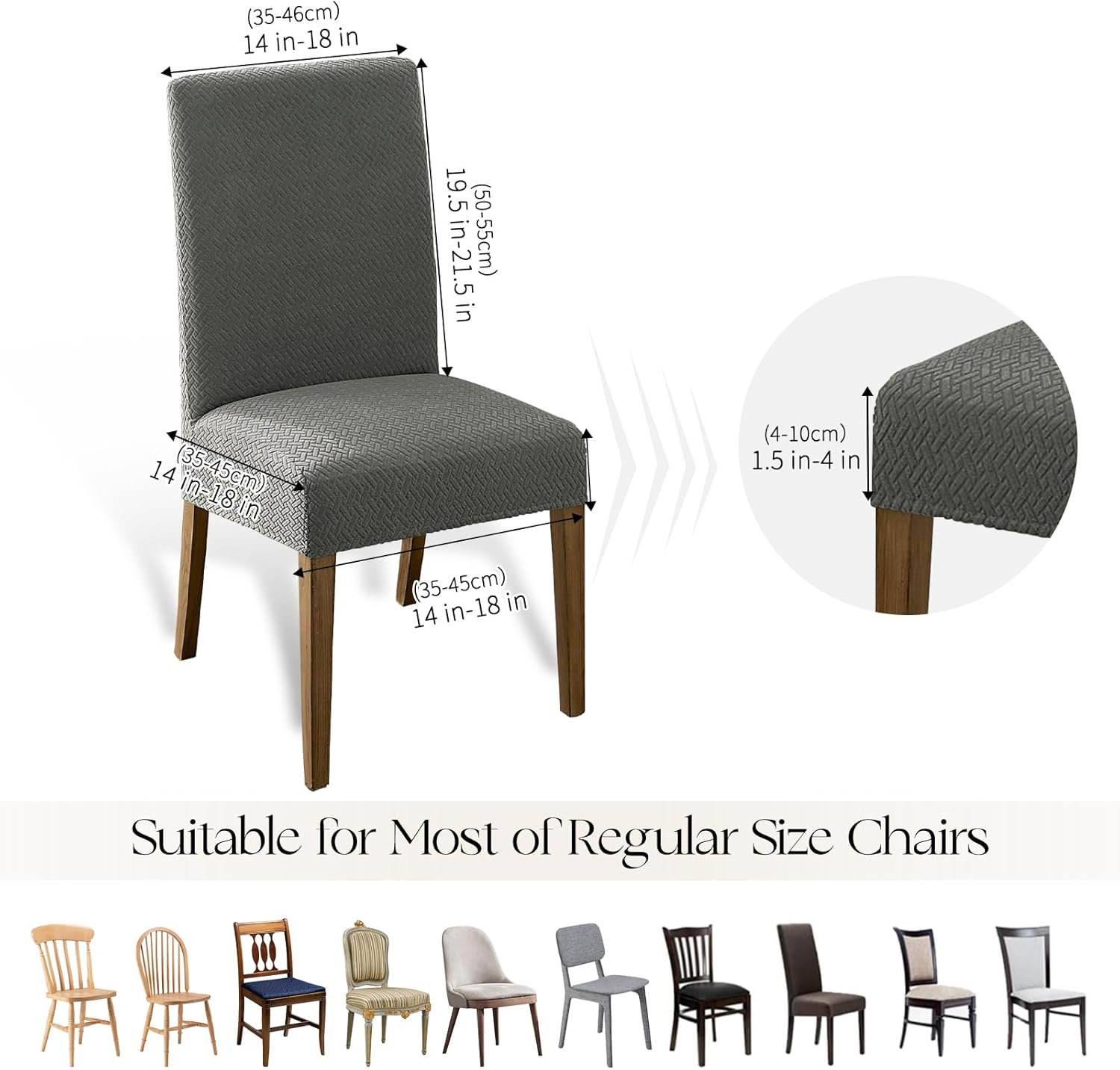 MOSAYT 100% Waterproof Dining Room Chair Covers Set of 4, Super Fit Stretch Jacquard Parson Chairs Slipcovers Removable Washable Chair Seat Protectors for Home, Kitchen, Banquet (Beige)