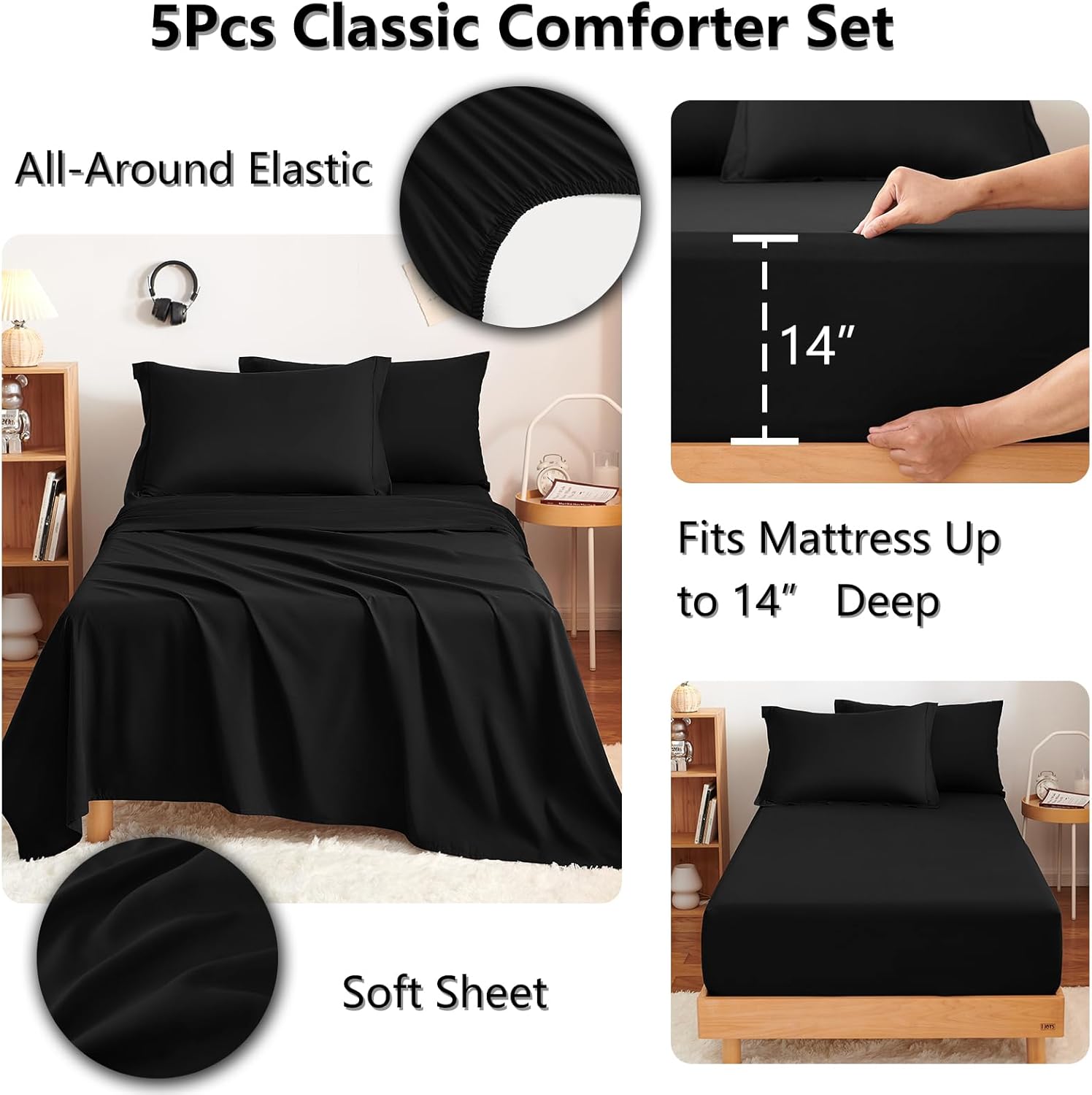 Queen Comforter Set Dark Grey