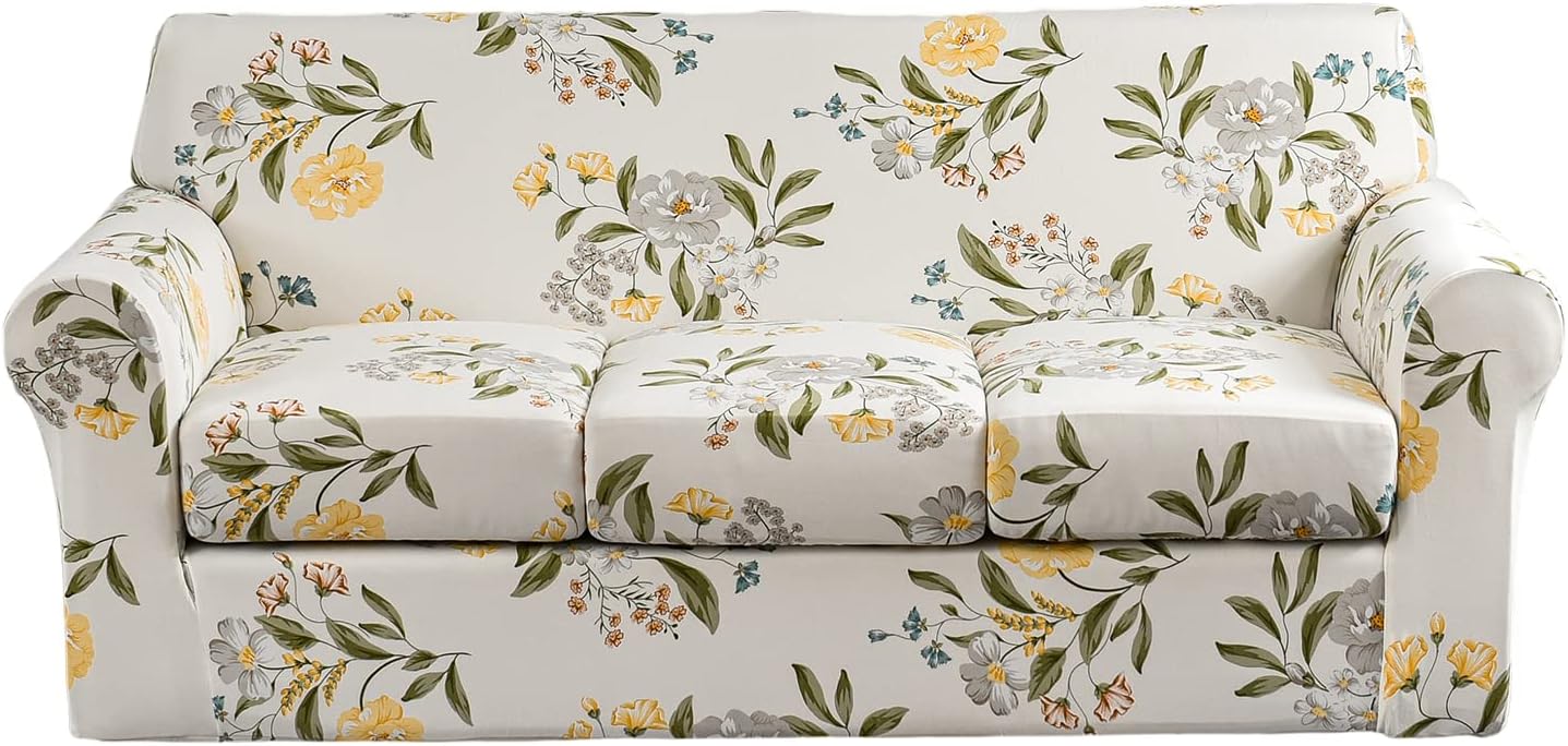 KRFOONN 2 Piece Chair Covers Printed Sofa Covers Couch Covers Washable Armchair Sofa Couch Slipcover Furniture Protector with Elastic Bottom for Living Room (Armchair, 23), Small