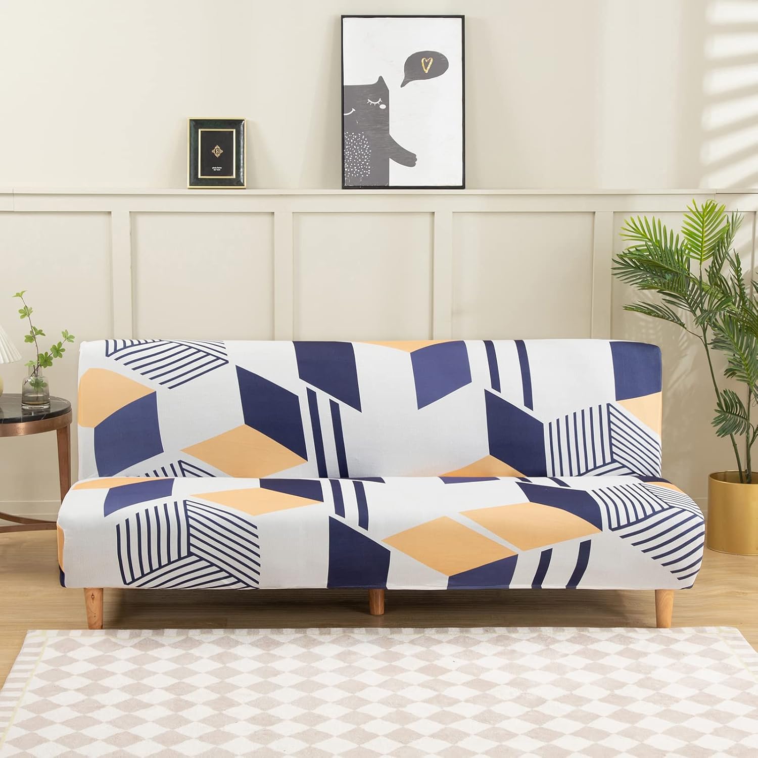 Armless Futon Slipcovers Stretch Folding Sofa