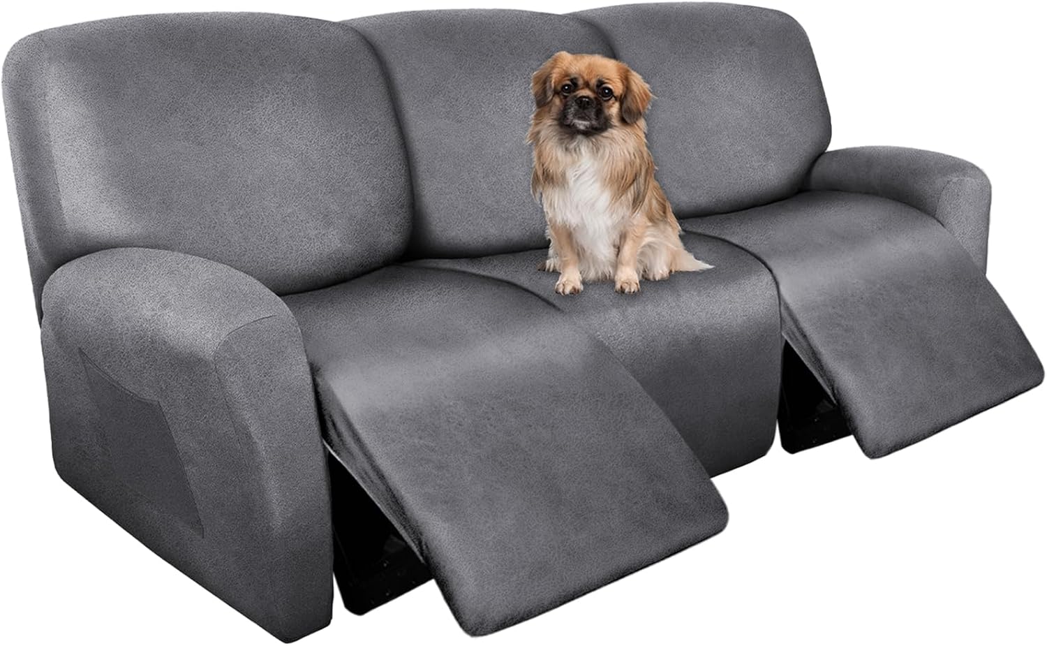 Leather Like Recliner Chair Covers Heavy Duty, 4 Pieces Lazy Boy Recliner Cover for Recliner Chair, Leather Cover for Recliner slipcovers Washable for Pets (Dark Brown)