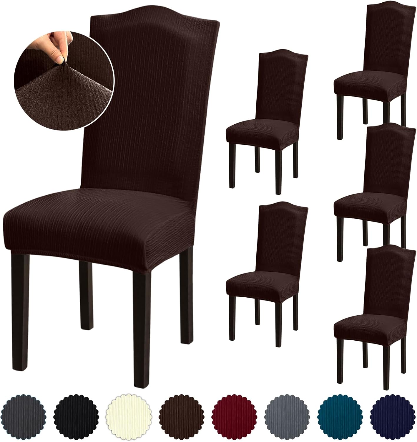 Stretch Dining Room Chair Covers Set of 6, Removable Washable Chair Covers for Dining Chairs,Dining Room, Hotel, Ceremony