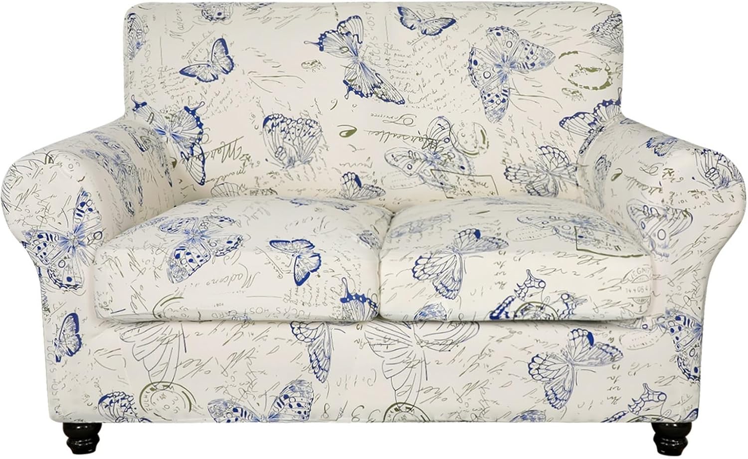 SearchI Stretch Sofa Cover Printed Couch Covers, Floral Pattern 2 Piece Armchair Slipcover with Separate Chair Cushion Cover, Washable Furniture Protector for Living Room(Armchair, Ball Flower)