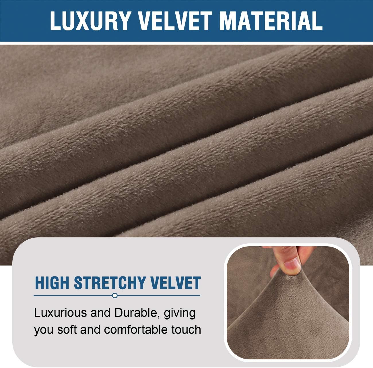 H.VERSAILTEX Armless Accent Chair Covers Thick Velvet Armless Chair Slipcovers High Stretch Chair Covers for Living Room Hotel Machine Washable Furniture Protector with Elastic Bottom, Ivory