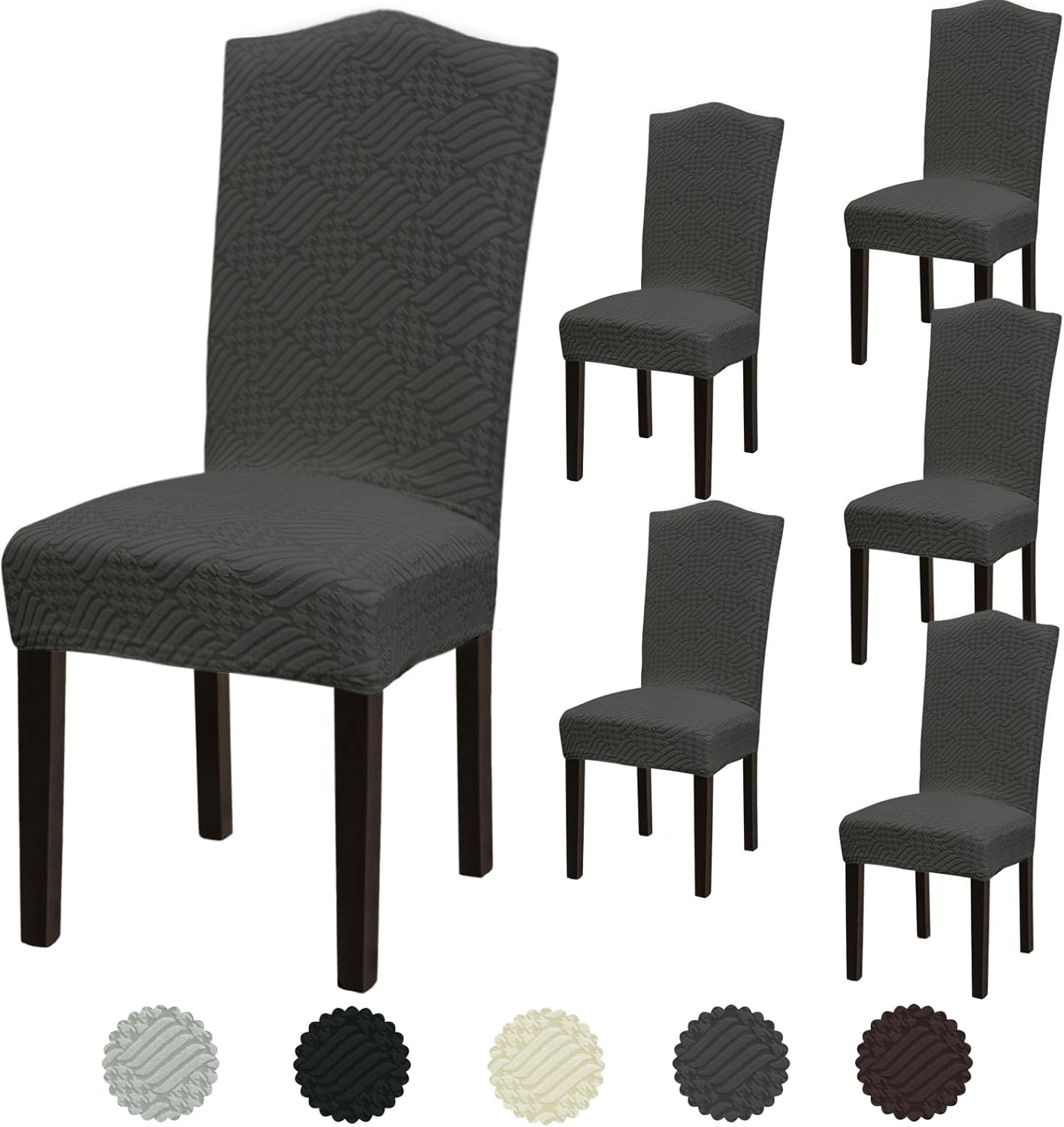 Stretch Dining Room Chair Covers Set of 6, Removable Washable Chair Covers for Dining Chairs,Dining Room, Hotel, Ceremony