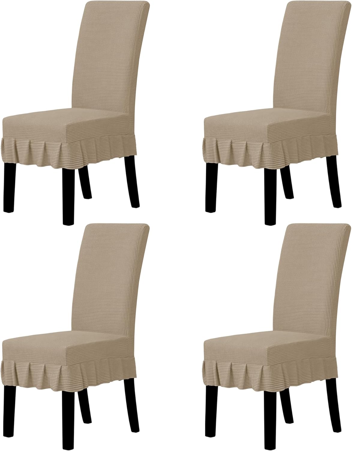 Easy-Going Dining Chair Covers Stretch Parsons Chair Slipcover with Skirt Chair Covers for Dining Room Restaurant Banquet (2 PCS, Light Gray)