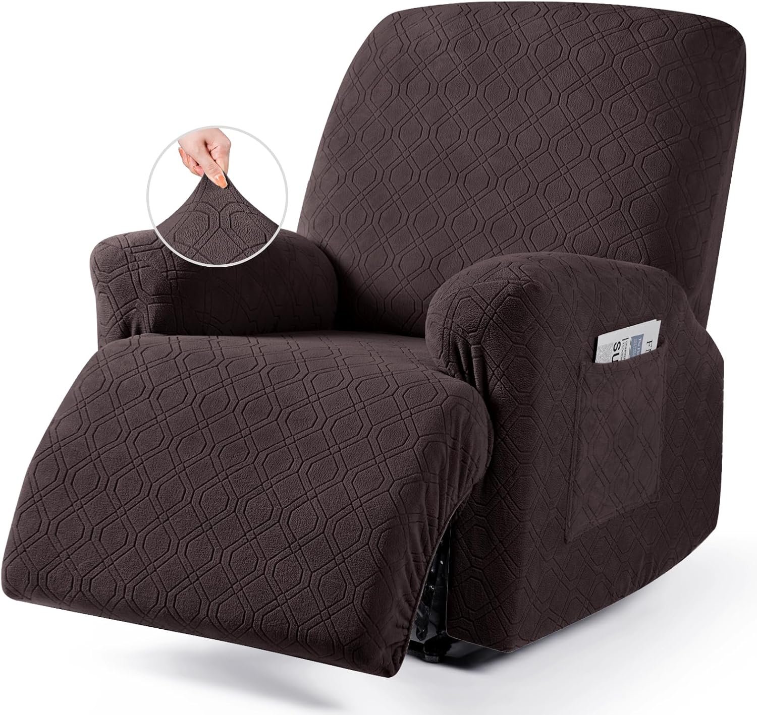 VANSOFY Recliner Chair Cover, 3-Pieces Stretch Recliner Covers for Recliner Chair Soft Reclining Chair Slipcover Furniture Protector for Dogs Cats(Dark Gray)