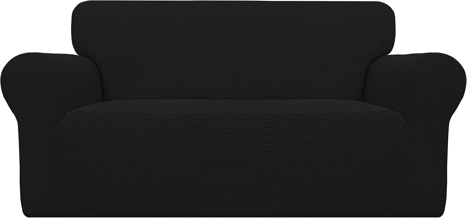 Easy-Going Stretch Chair Sofa Slipcover 1-Piece Couch Sofa Cover Furniture Protector Soft with Elastic Bottom for Kids, Pet. Spandex Jacquard Fabric Small Checks (Chair, Dark Gray)