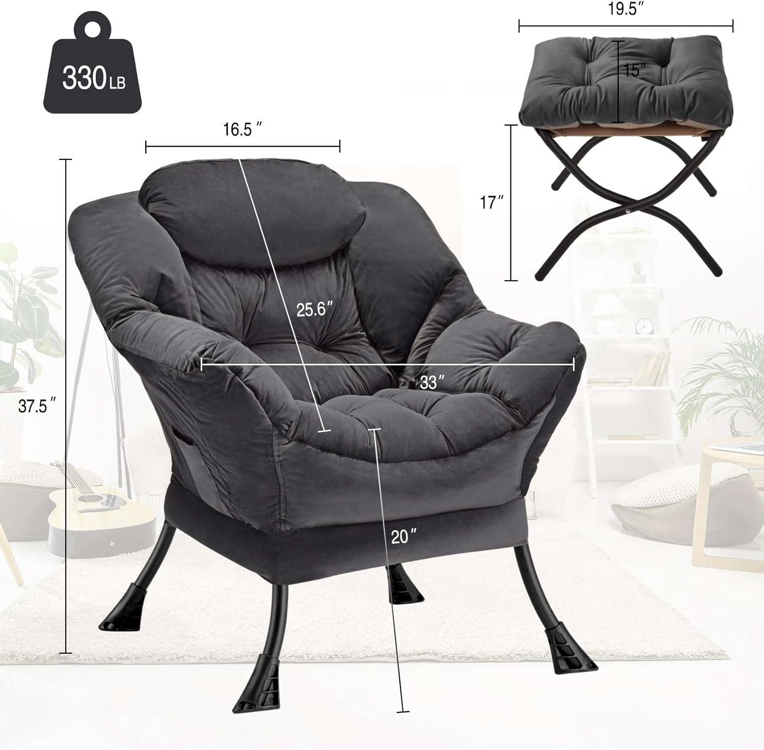 Lazy Chair with Folding Ottoman