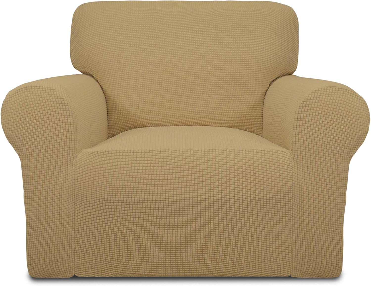 Easy-Going Stretch Chair Sofa Slipcover 1-Piece Couch Sofa Cover Furniture Protector Soft with Elastic Bottom for Kids, Pet. Spandex Jacquard Fabric Small Checks (Chair, Dark Gray)