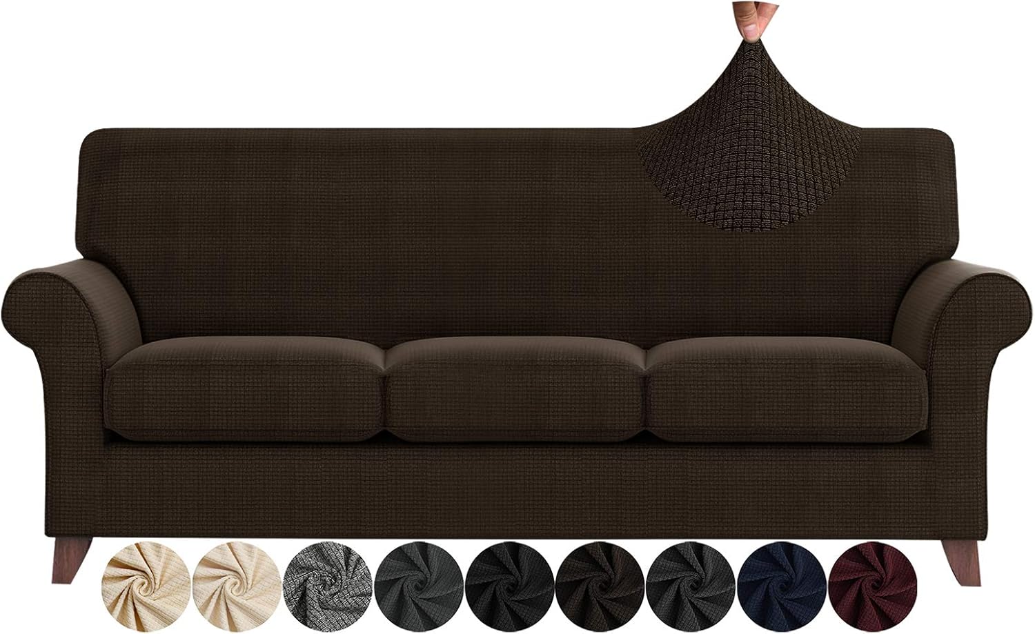 ZNSAYOTX 2 Piece Chair Covers for Living Room with Arms Anti Slip Stretch Arm Chair Slipcovers Sofa Armchair Slipcover Machine Washable Furniture Protector (Black and White, Chair)