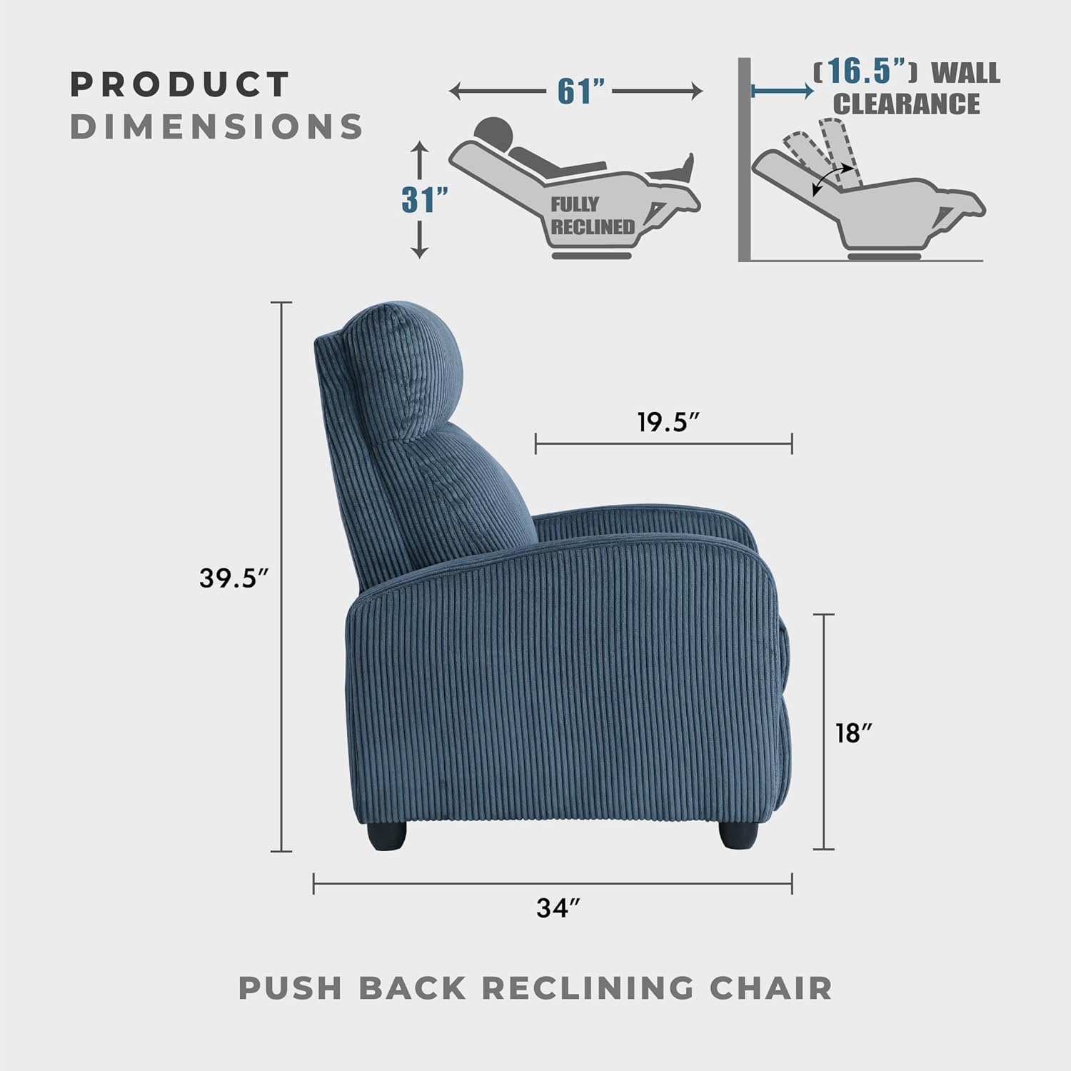 Recliner Chair Armchair Push Back Recliner