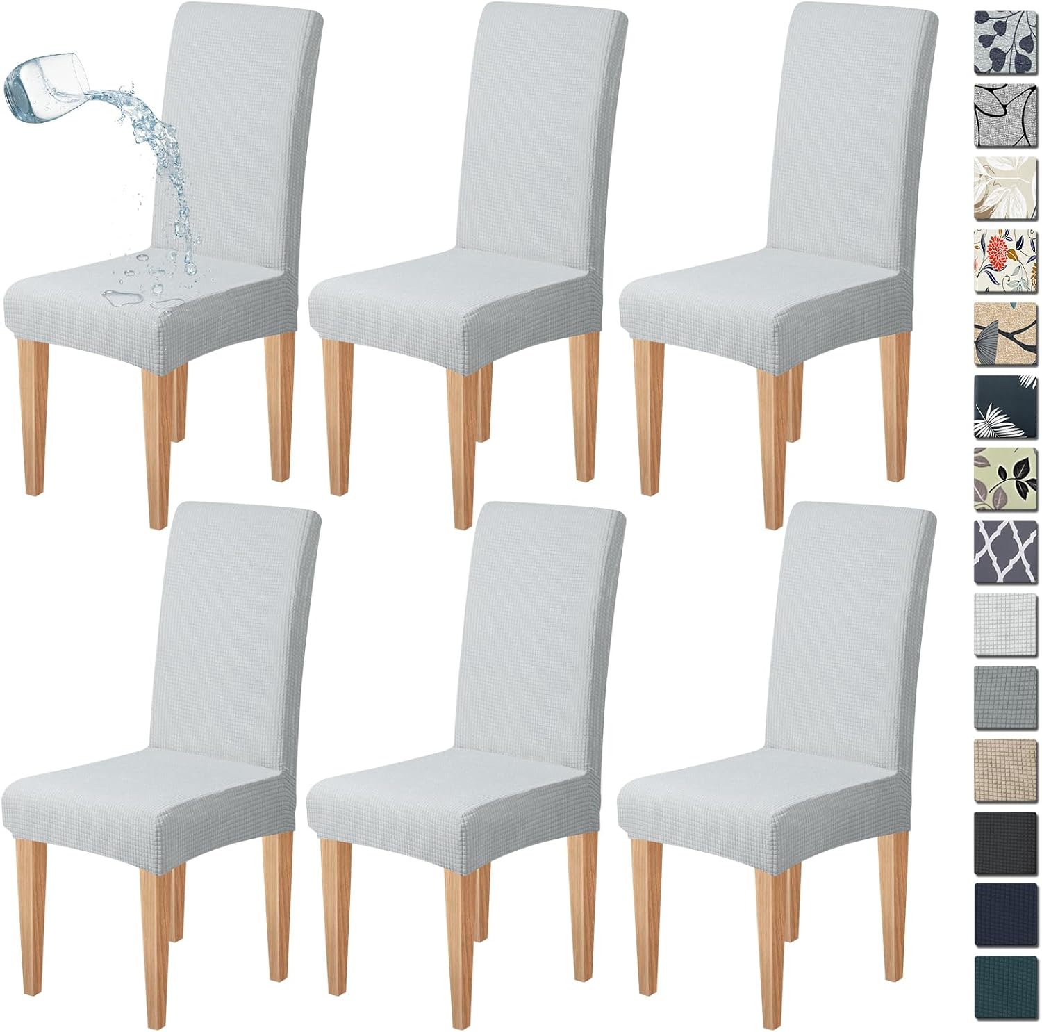 Dioxide High Stretch Chair Covers for Dining Chairs, Washable Dining Chair Covers Set of 6, Soft Kitchen Chairs Seat Covers, Parsons Chair Slipcovers Protectors for Home Hotel Restaurant Banquet