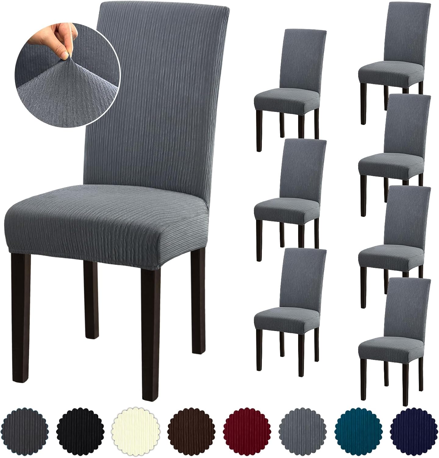Stretch Dining Room Chair Covers Set of 6, Removable Washable Chair Covers for Dining Chairs,Dining Room, Hotel, Ceremony