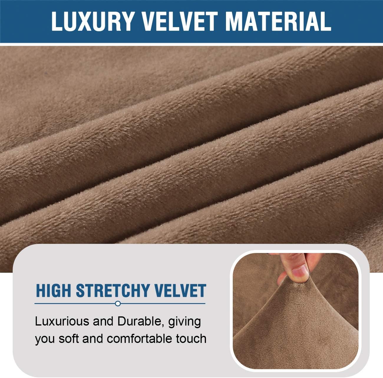 H.VERSAILTEX Armless Accent Chair Covers Thick Velvet Armless Chair Slipcovers High Stretch Chair Covers for Living Room Hotel Machine Washable Furniture Protector with Elastic Bottom, Ivory