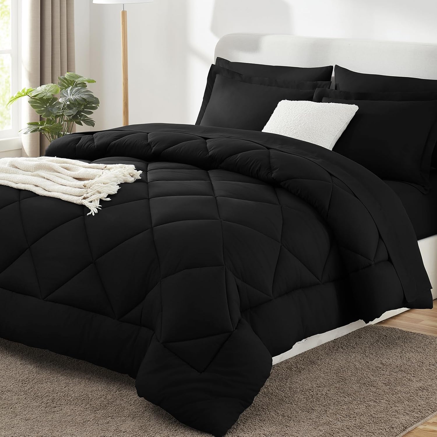 Queen Comforter Set Dark Grey