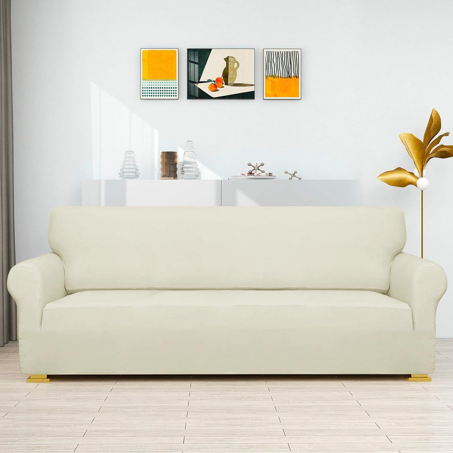 ZNSAYOTX Chair Slipcovers with Arms for Living Room High Stretchy Spandex Pet Friendly Armchair Furniture Protection Covers (Black and White, Chair)