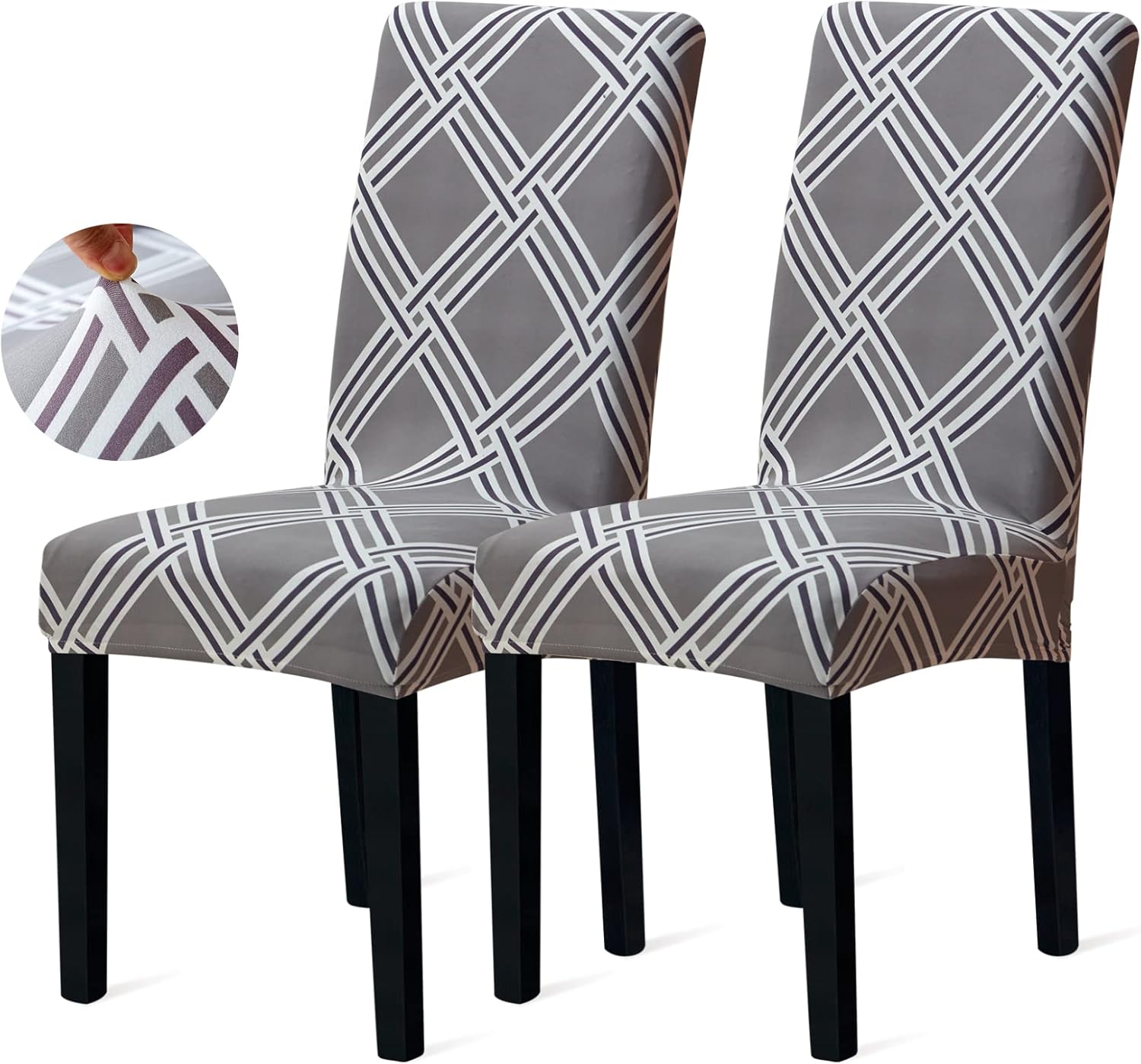 Sufdari Dining Chair Covers,Kitchen Cover,Parsons Slipcover,Spandex Protectors for Room Stretch Chairs Cover Set of 4 -Gray