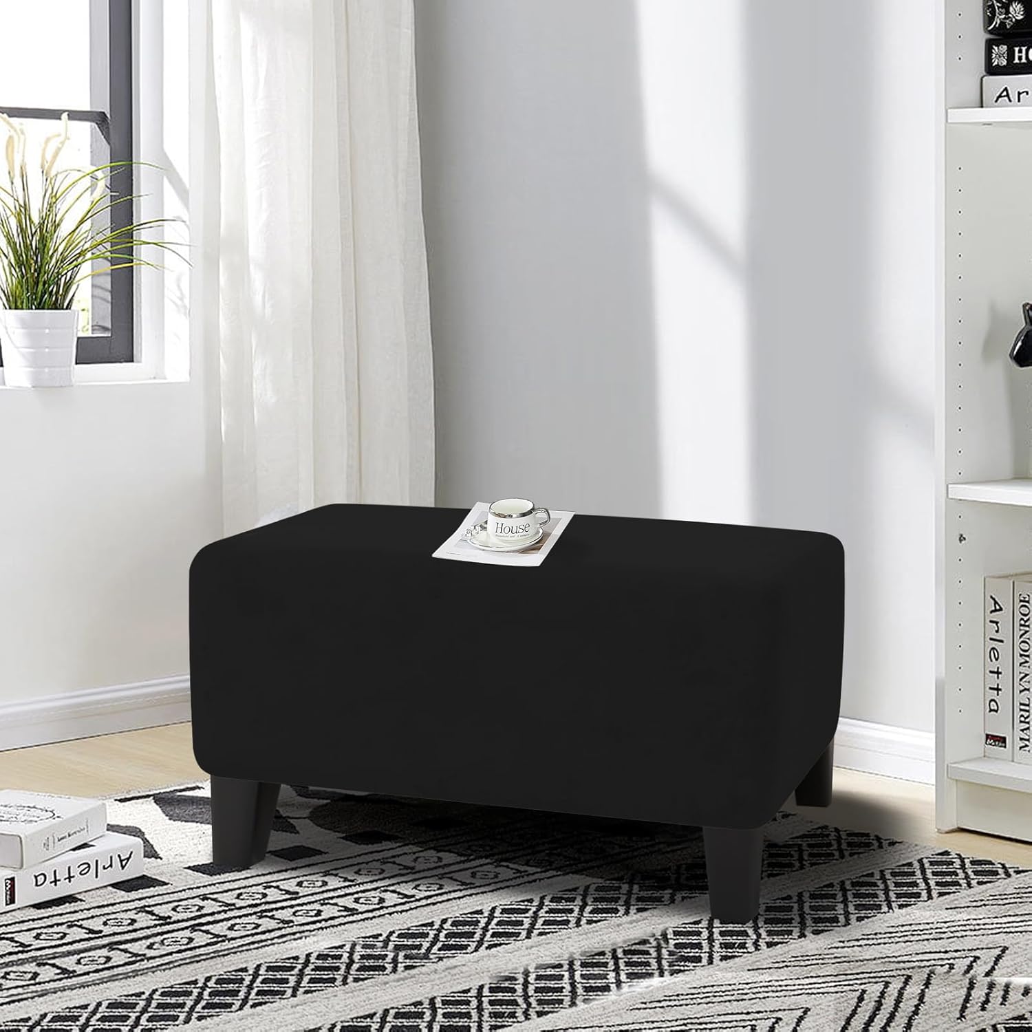 Velvet Ottoman Cover Rectangular