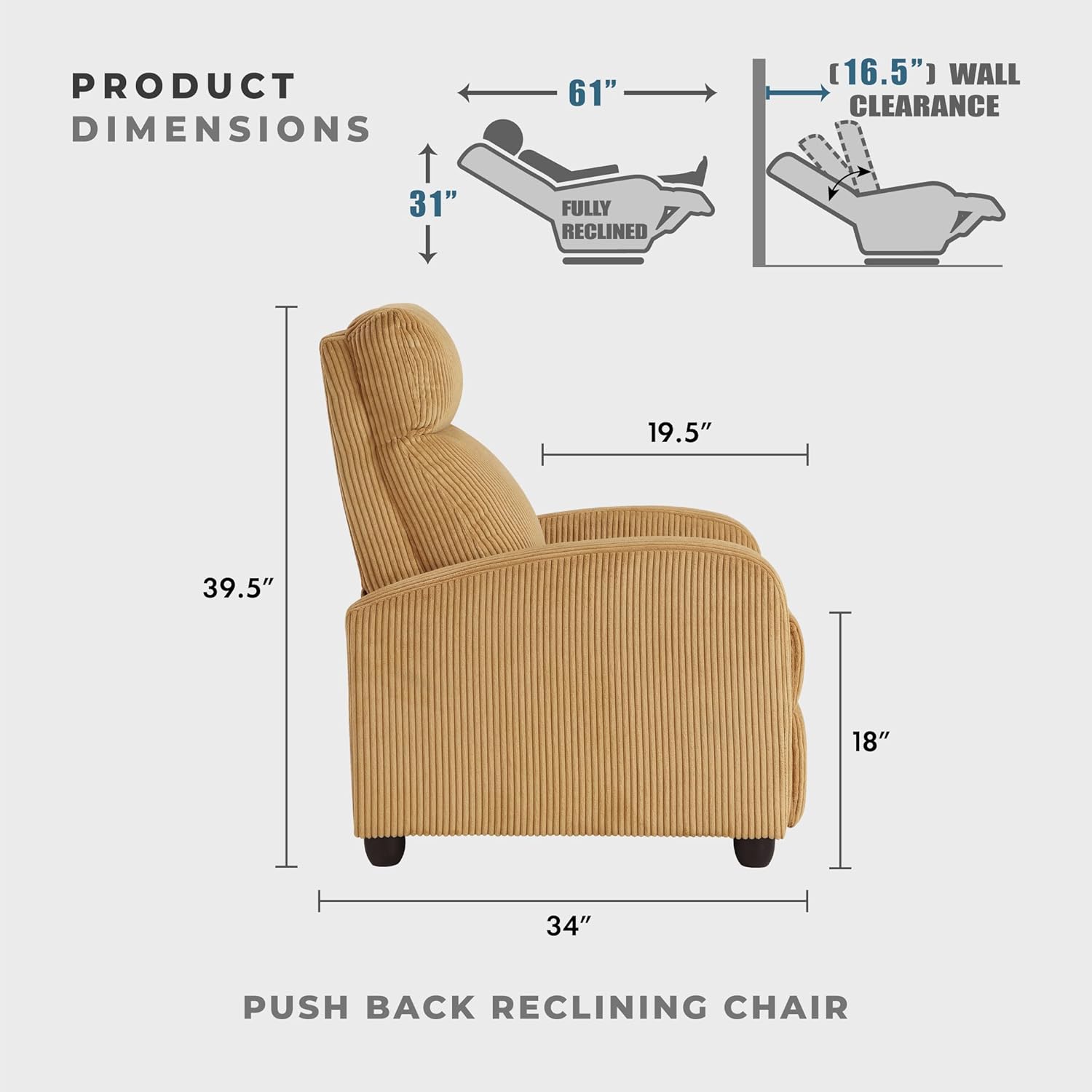 Recliner Chair Armchair Push Back Recliner