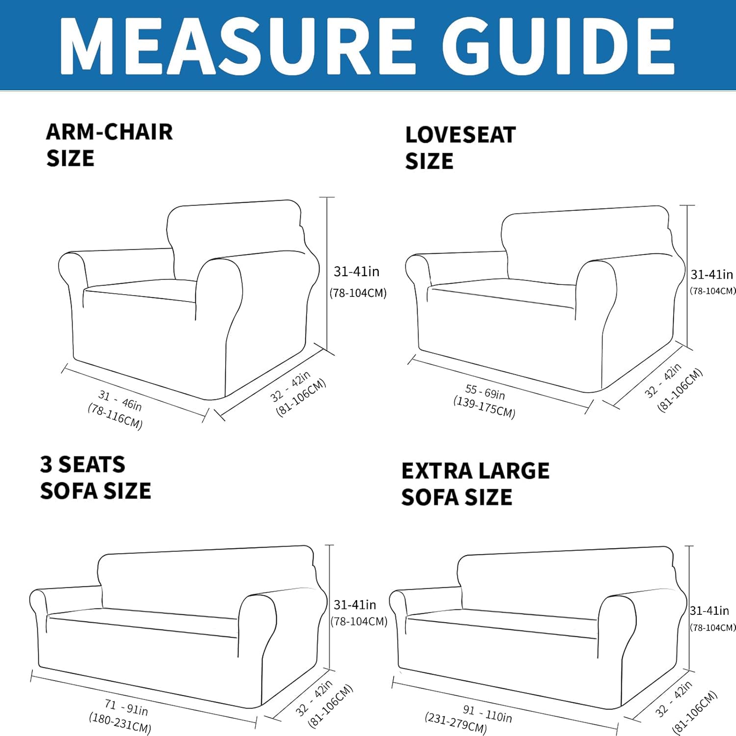 XINEAGE 2025 New Stretch Armchair Covers 1 Piece Chair Slipcovers Chair Protector for Living Room Thick Soft Chair Cover with Elastic Bottom Couch Cover for Pets Kids (31"-46", Light Gray)