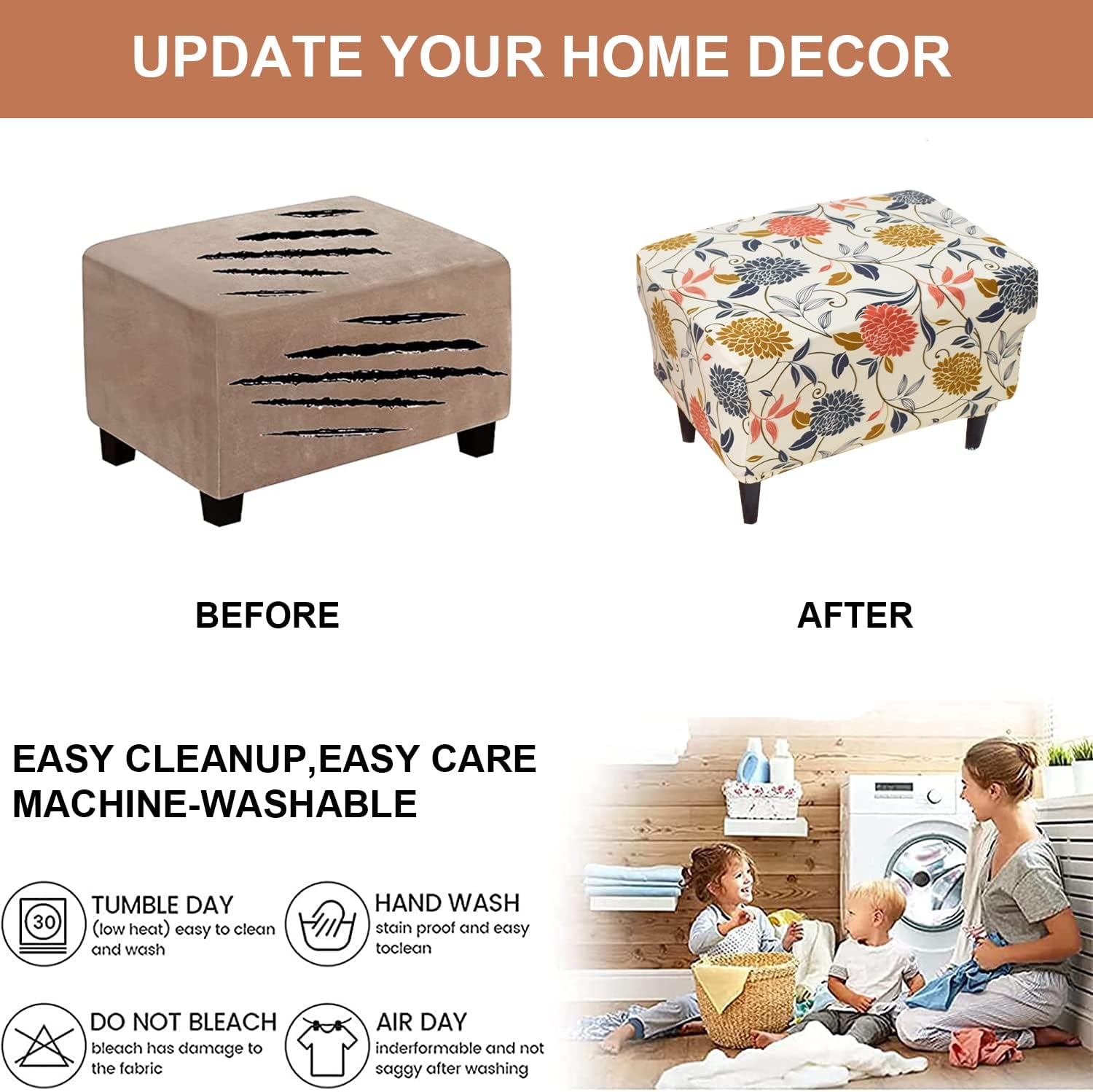 Stretch Ottoman Cover Rectangular