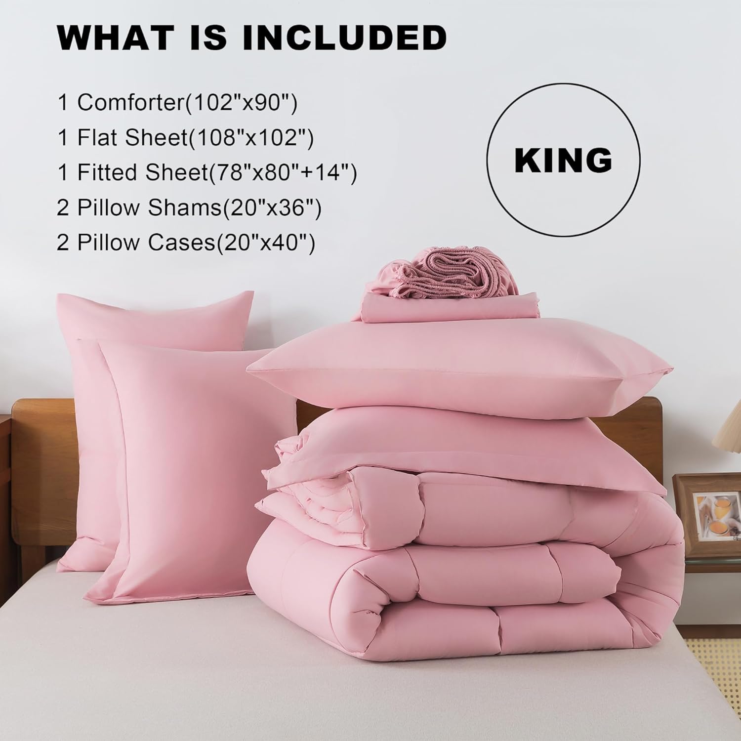 Full Comforter Set Purple- 7 Pieces