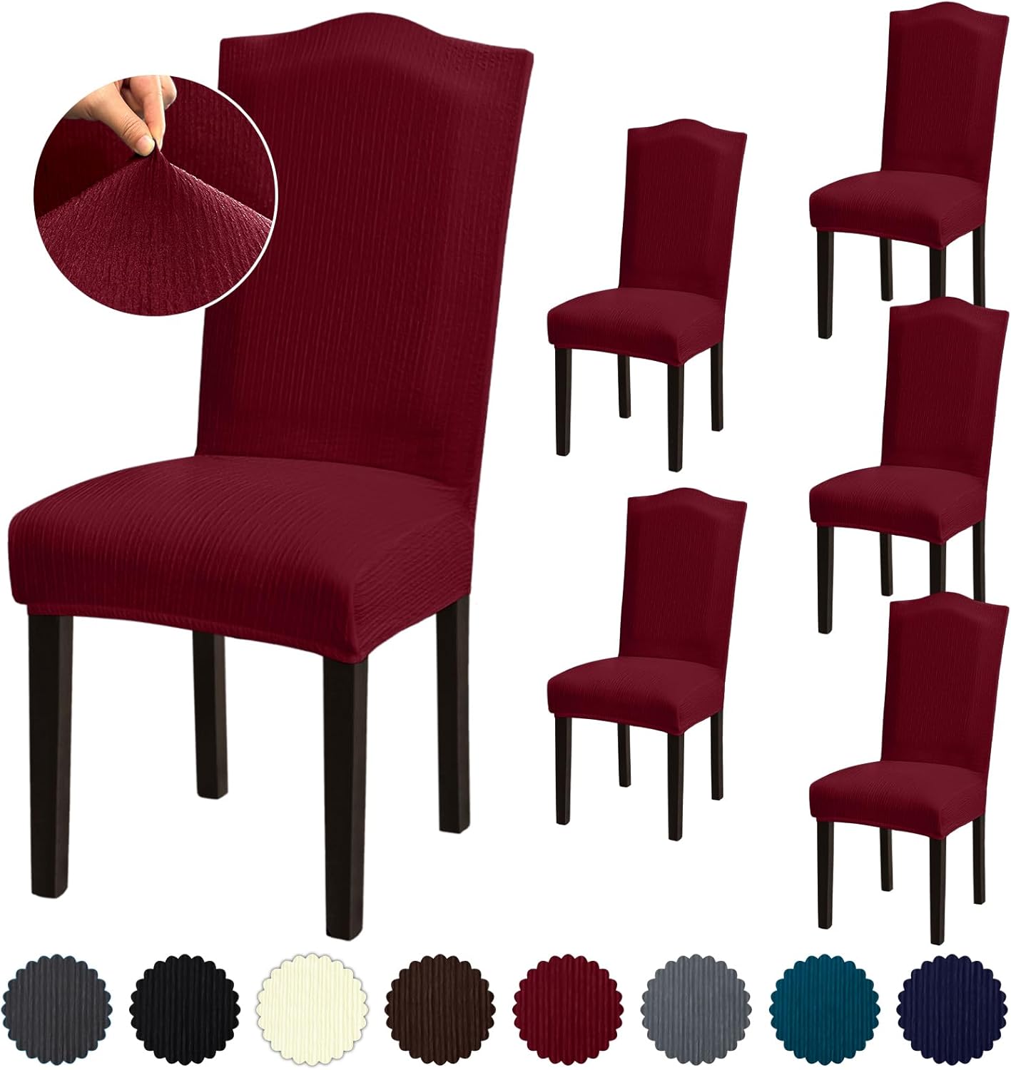 Stretch Dining Room Chair Covers Set of 6, Removable Washable Chair Covers for Dining Chairs,Dining Room, Hotel, Ceremony