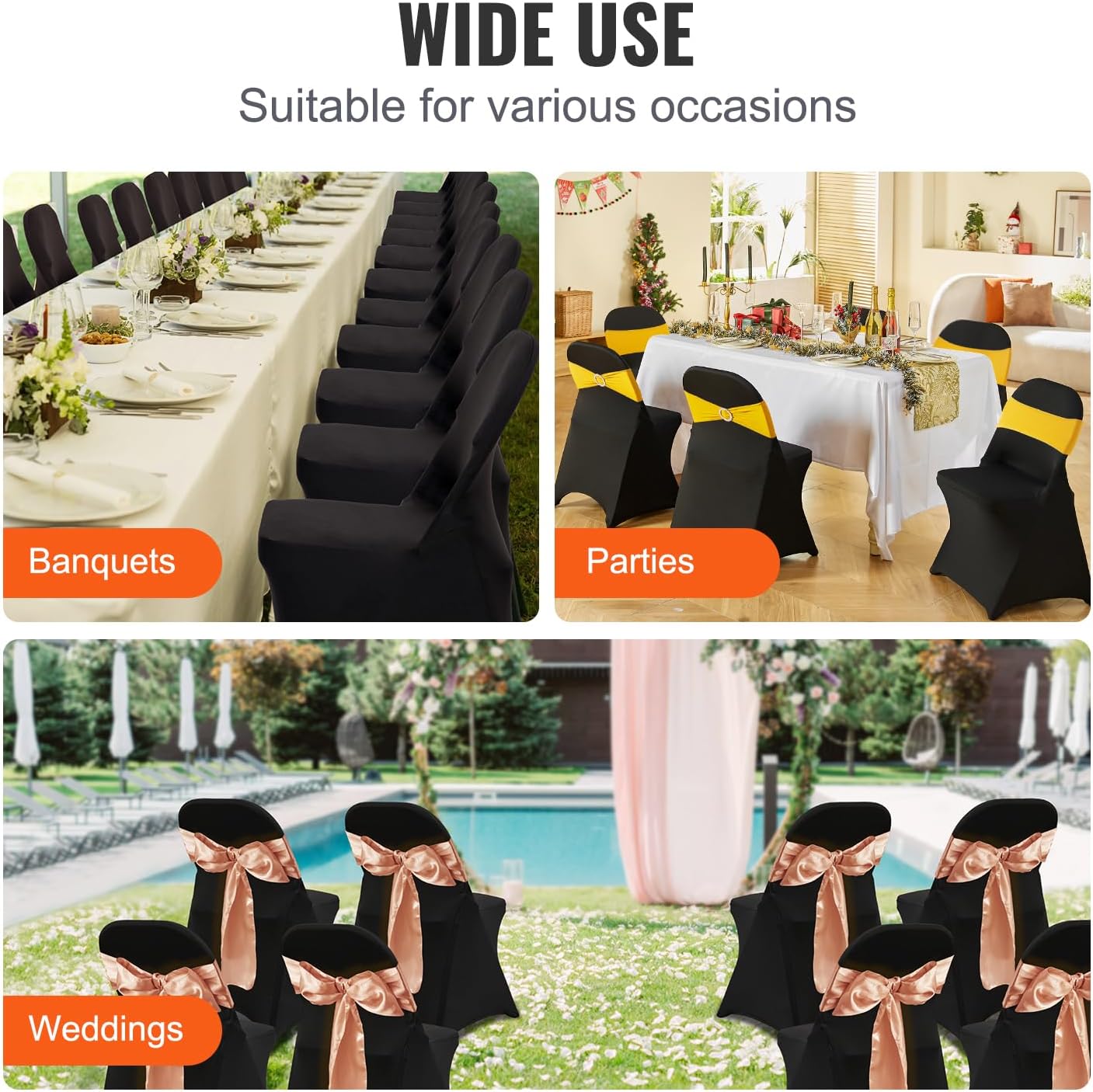 30 PCS White Folding Chair Covers