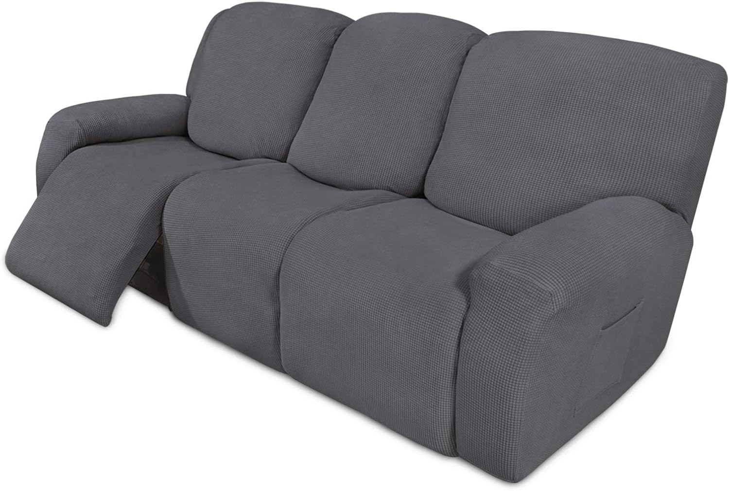 Easy-Going Recliner Stretch Sofa Slipcover Sofa Cover 4-Pieces Furniture Protector Couch Soft with Elastic Bottom, Spandex Jacquard Fabric Small Checks(Recliner,Dark Gray)