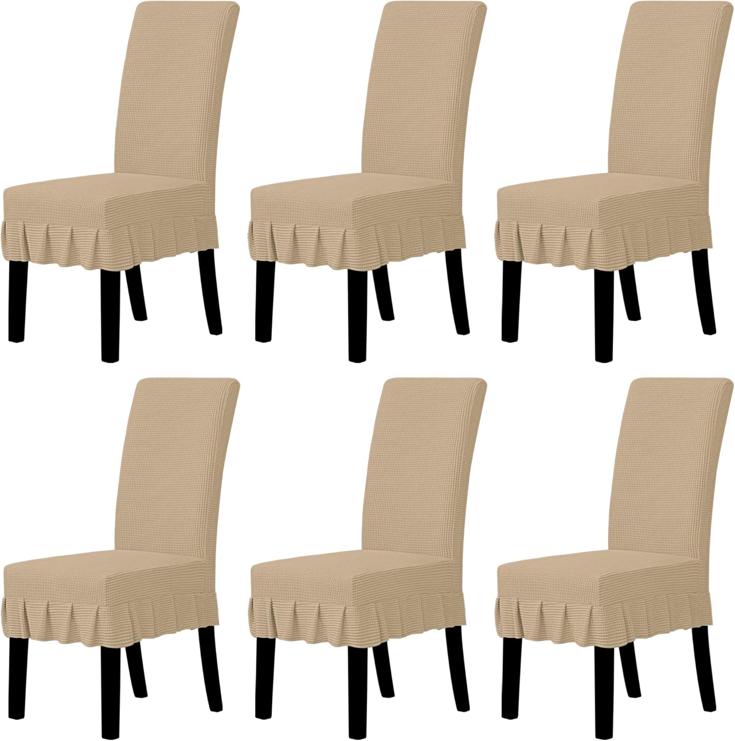 Easy-Going Dining Chair Covers Stretch Parsons Chair Slipcover with Skirt Chair Covers for Dining Room Restaurant Banquet (2 PCS, Light Gray)