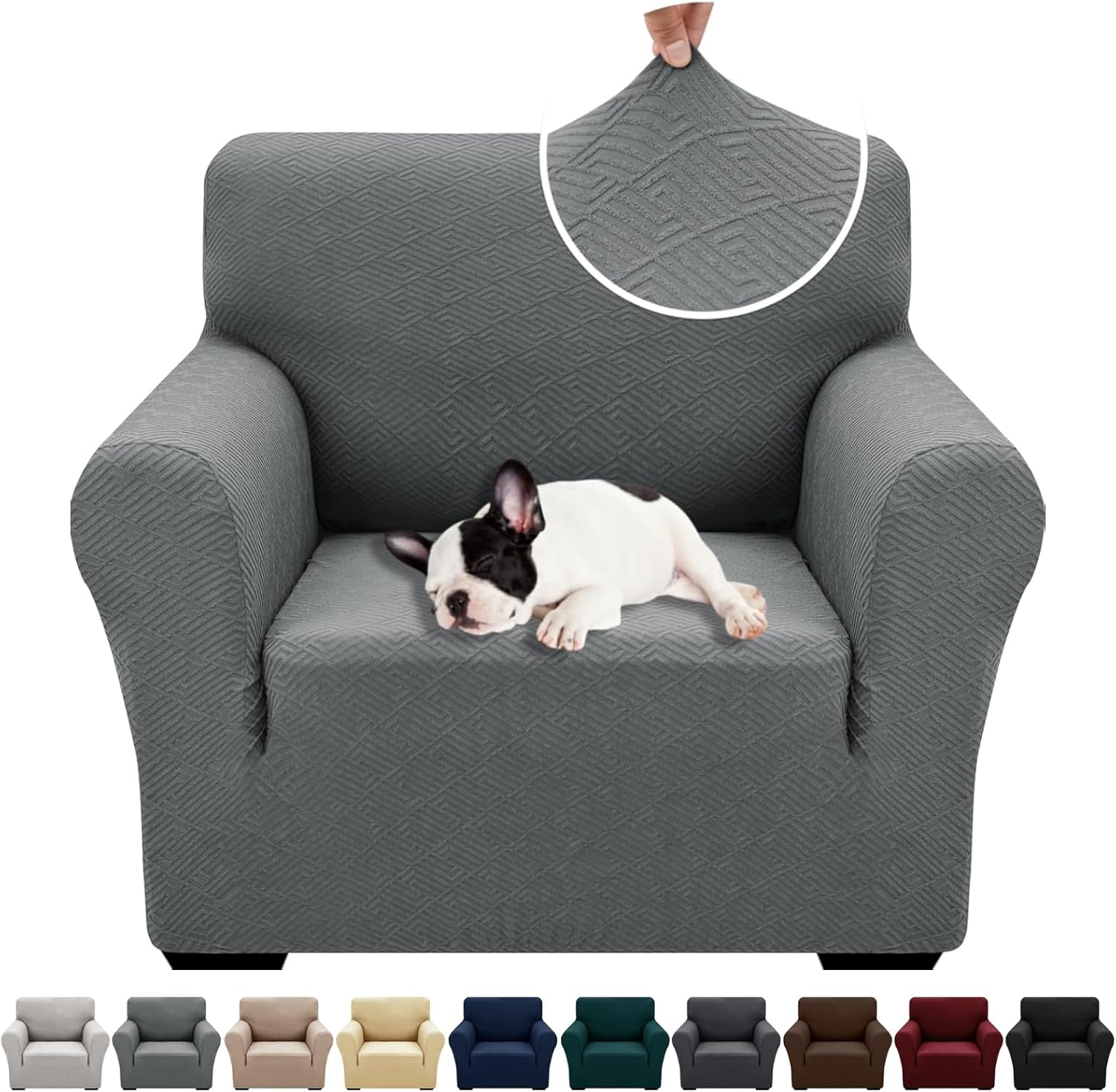 XINEAGE 2025 New Stretch Armchair Covers 1 Piece Chair Slipcovers Chair Protector for Living Room Thick Soft Chair Cover with Elastic Bottom Couch Cover for Pets Kids (31"-46", Light Gray)