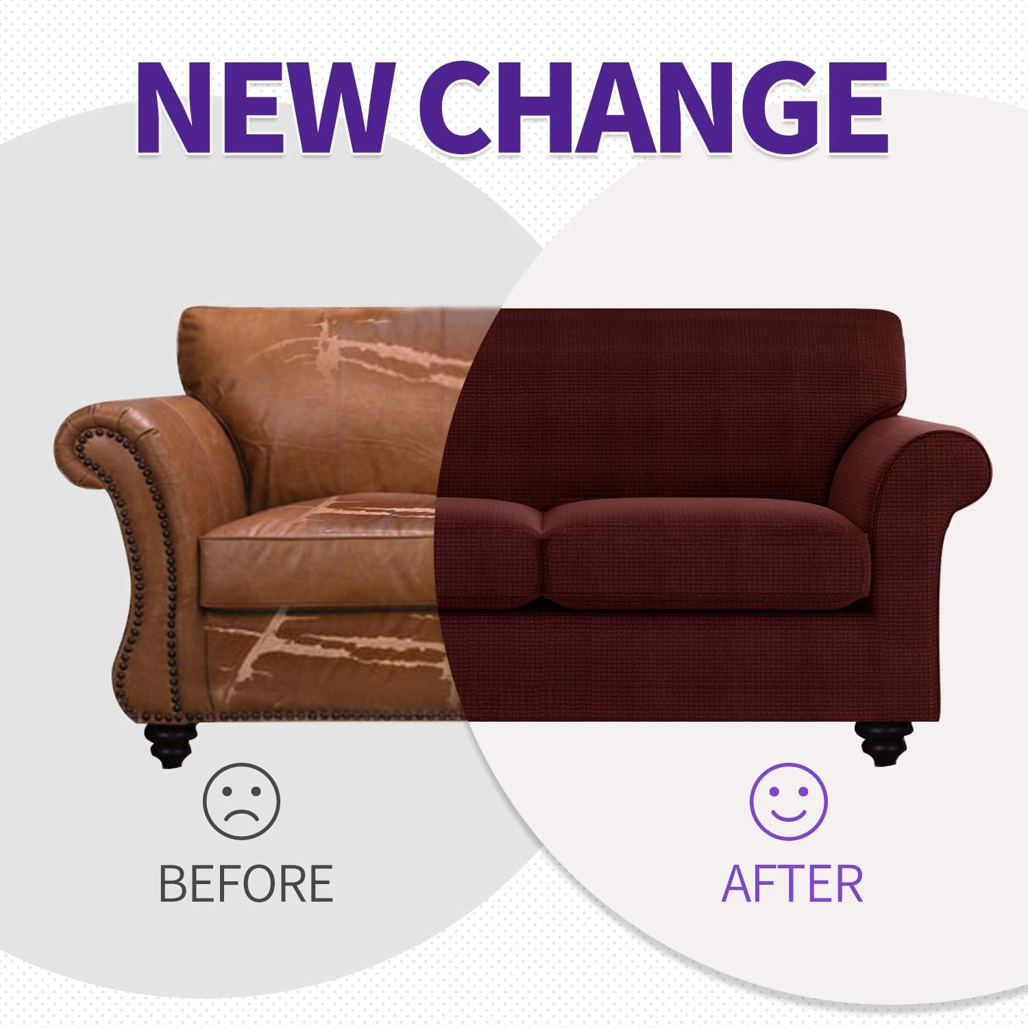 ZNSAYOTX 2 Piece Chair Covers for Living Room with Arms Anti Slip Stretch Arm Chair Slipcovers Sofa Armchair Slipcover Machine Washable Furniture Protector (Black and White, Chair)