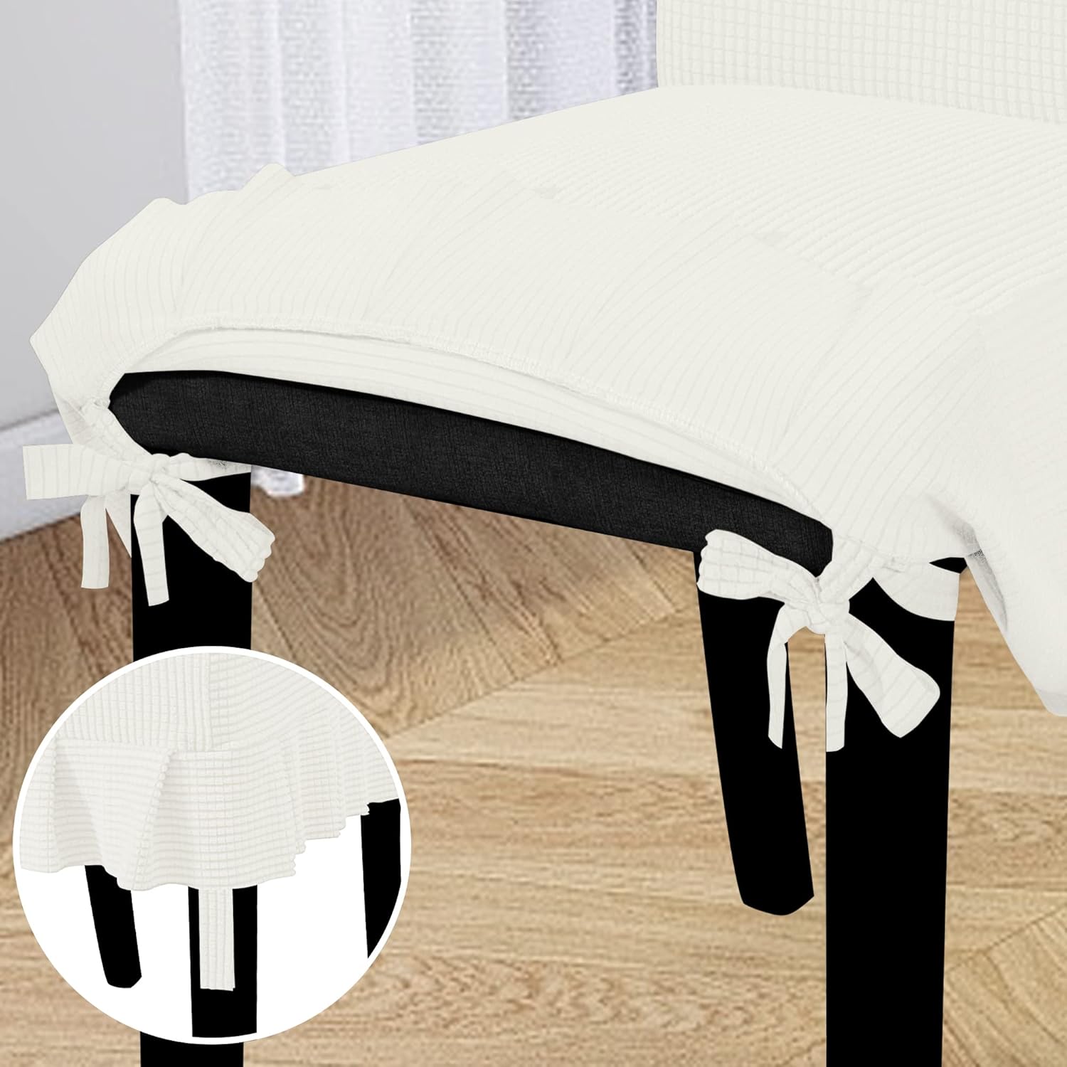 Easy-Going Dining Chair Covers Stretch Parsons Chair Slipcover with Skirt Chair Covers for Dining Room Restaurant Banquet (2 PCS, Light Gray)