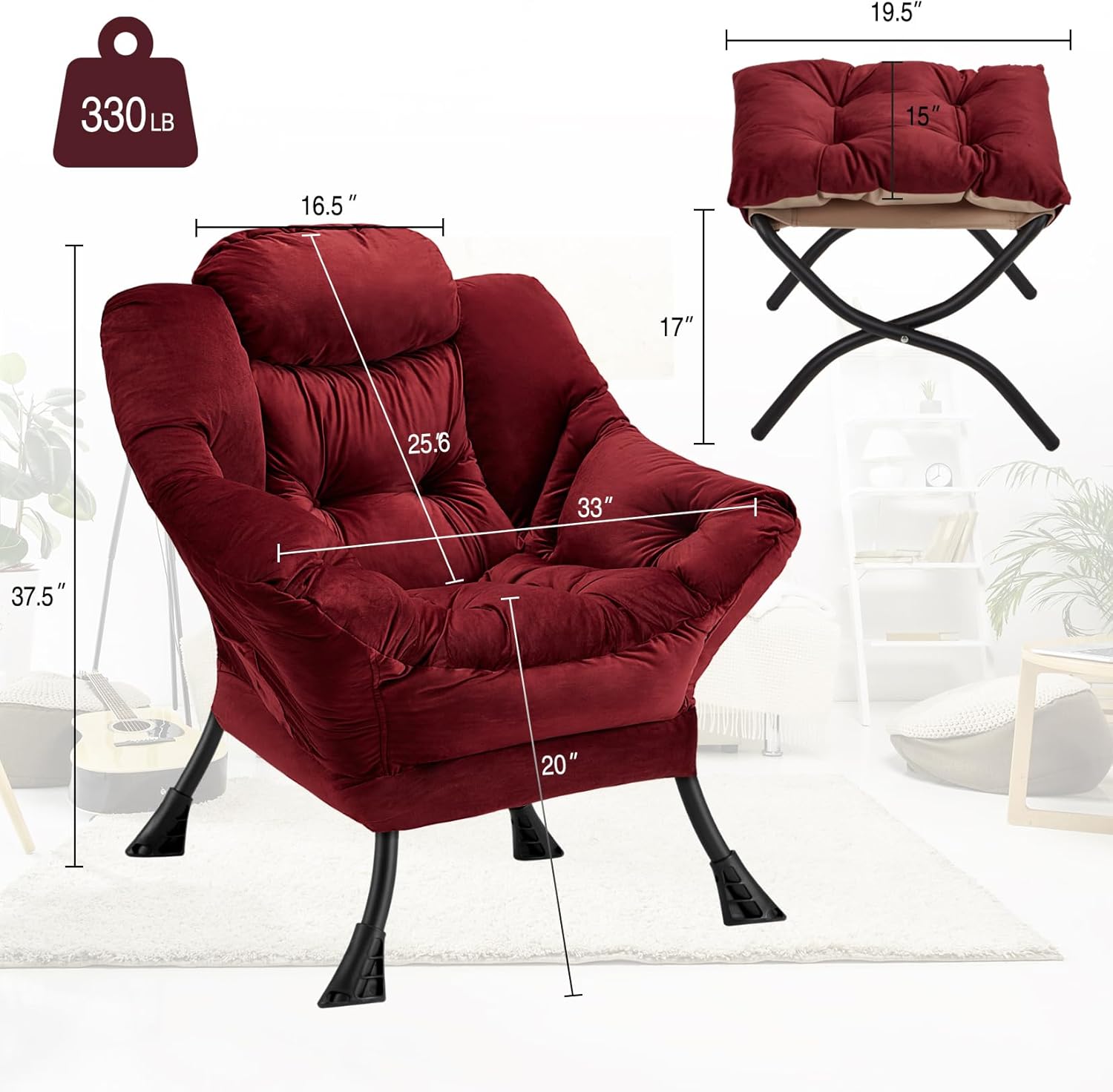 Lazy Chair with Folding Ottoman