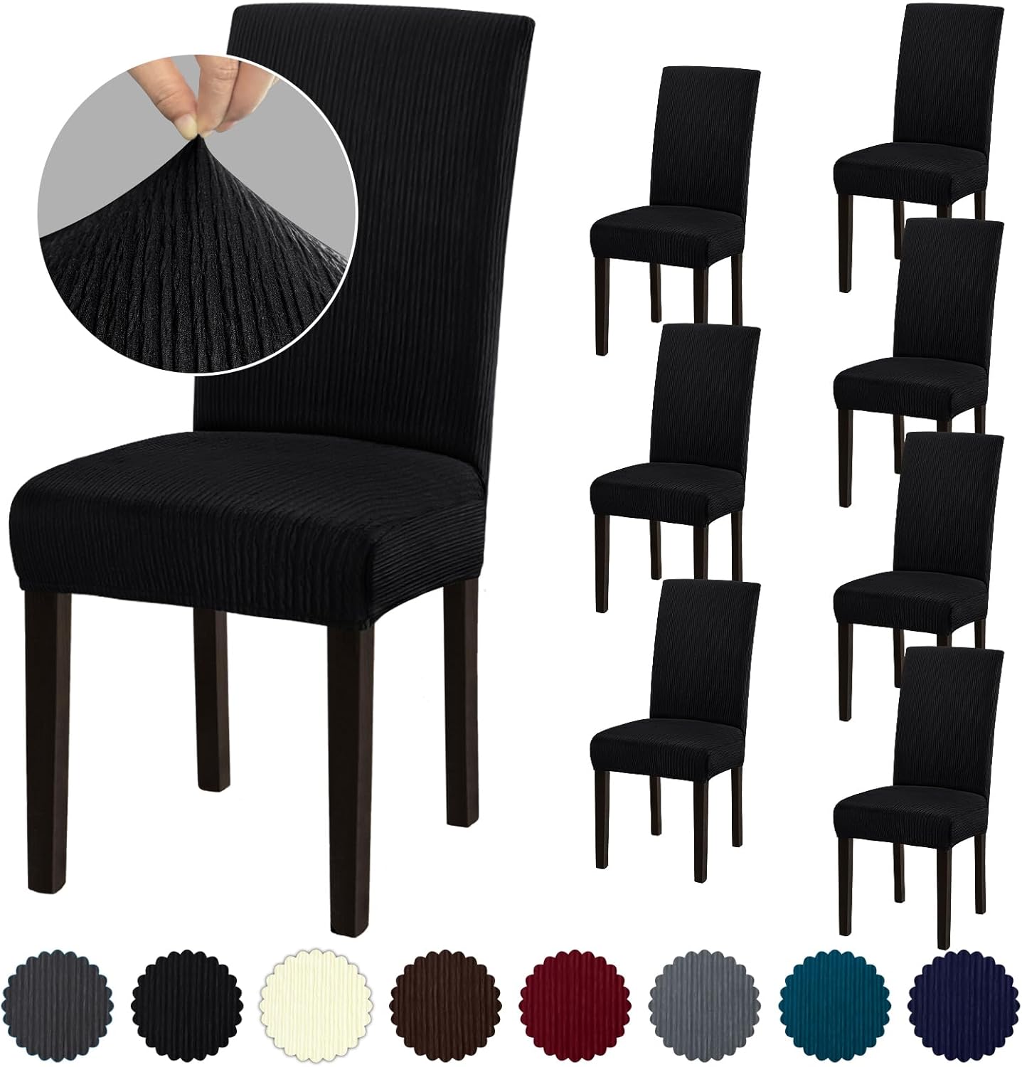 Stretch Dining Room Chair Covers Set of 6, Removable Washable Chair Covers for Dining Chairs,Dining Room, Hotel, Ceremony