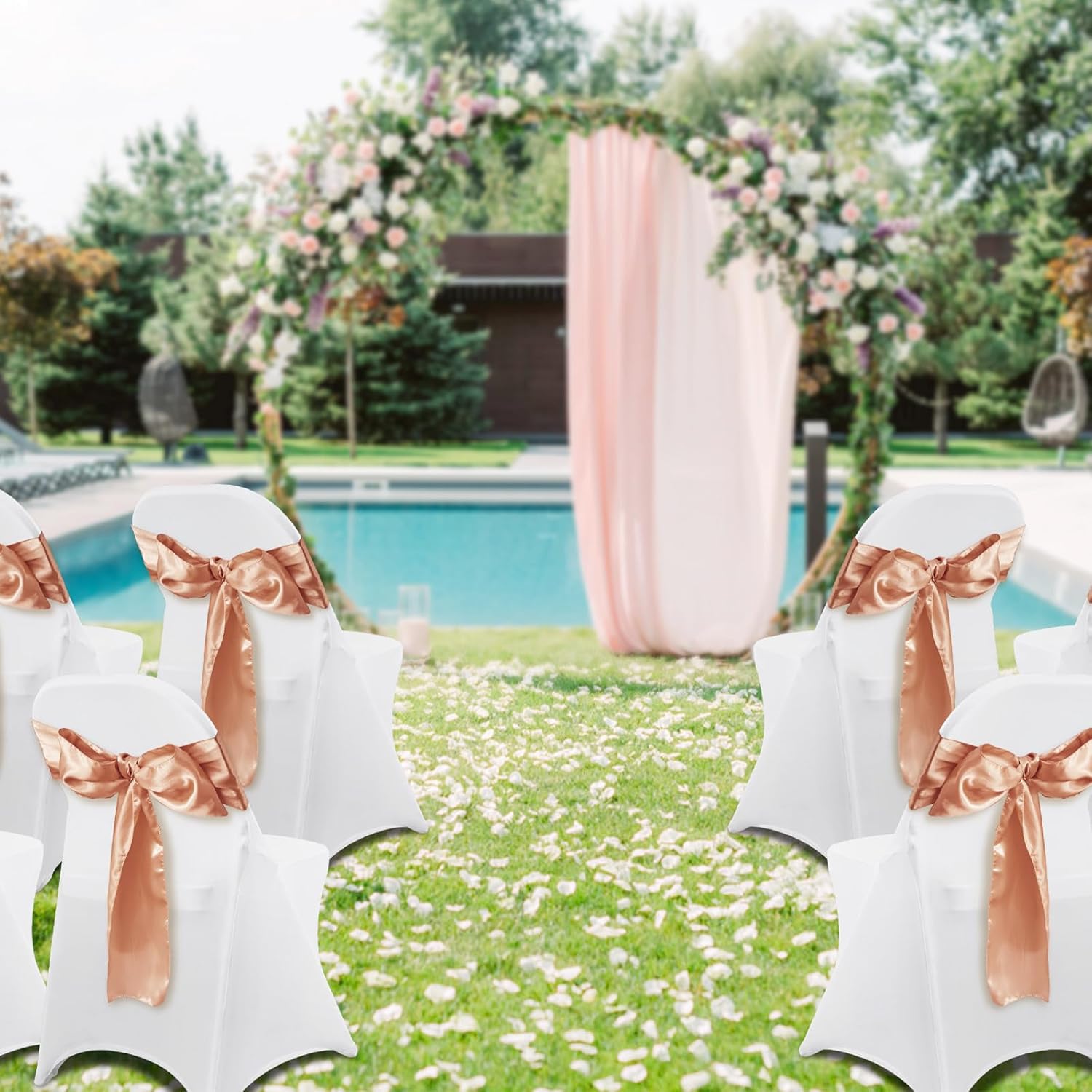 30 PCS White Folding Chair Covers