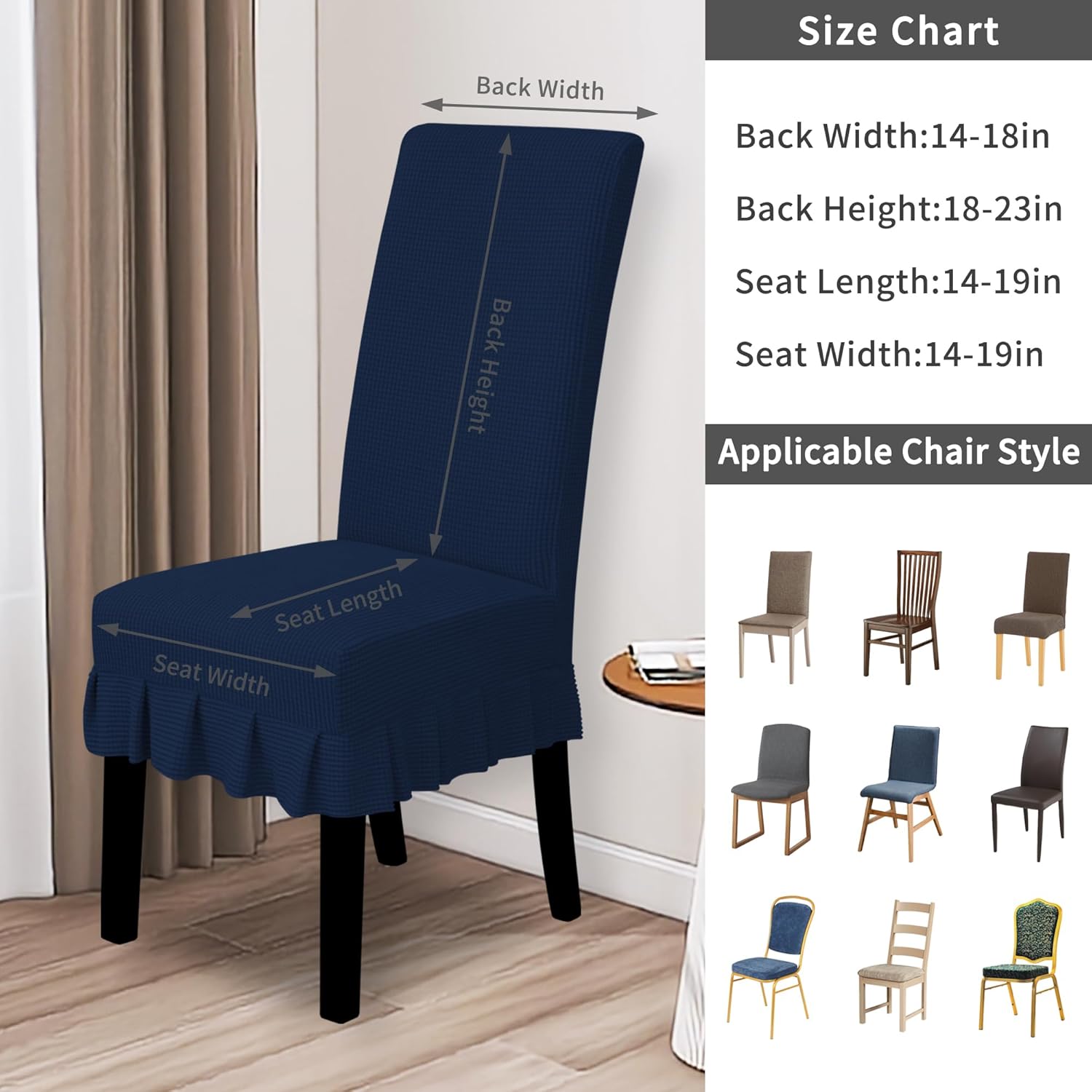 Easy-Going Dining Chair Covers Stretch Parsons Chair Slipcover with Skirt Chair Covers for Dining Room Restaurant Banquet (2 PCS, Light Gray)