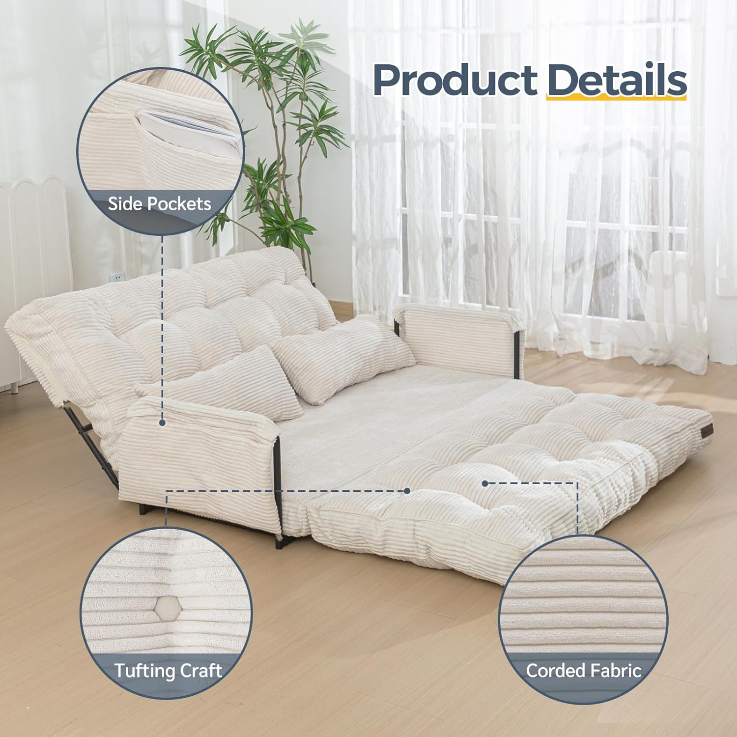 Adjustable Floor Sofa Couch with Pillow